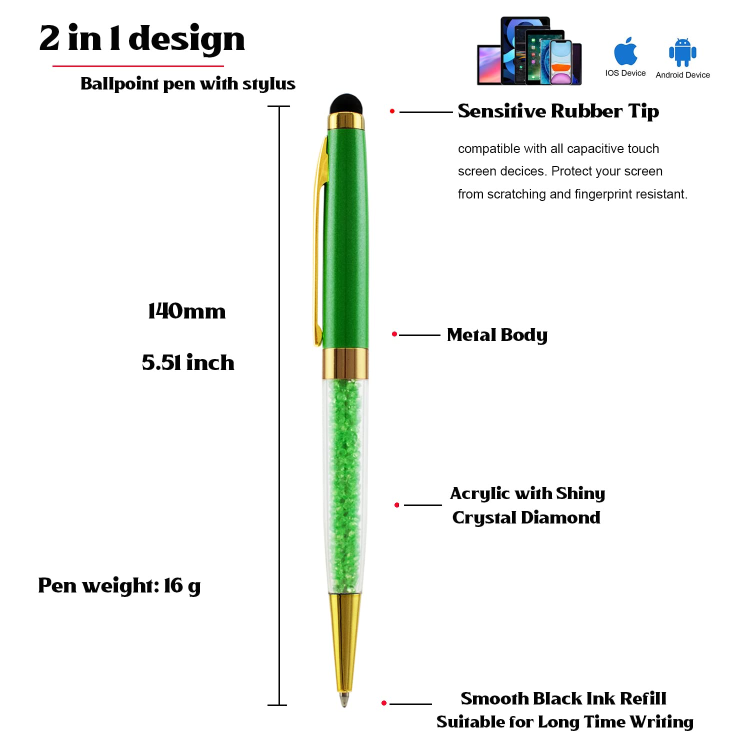 Custom Engraved Ballpoint Pens with Stylus Tip - Medium Point Smooth Writing Pens - Personalized with Name or Slogan - 10 Pack Gift Set for Men, Women, Students & Professionals - Perfect for Office, School, Meetings & Everyday Use