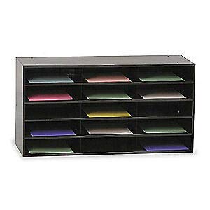 1 Piece 434-08 Literature Rack with 15 Compartments - Black - Perfect for Office, Library, or Classroom Organization