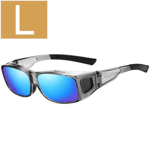 L Size Clear Grey Frame Revo Blue