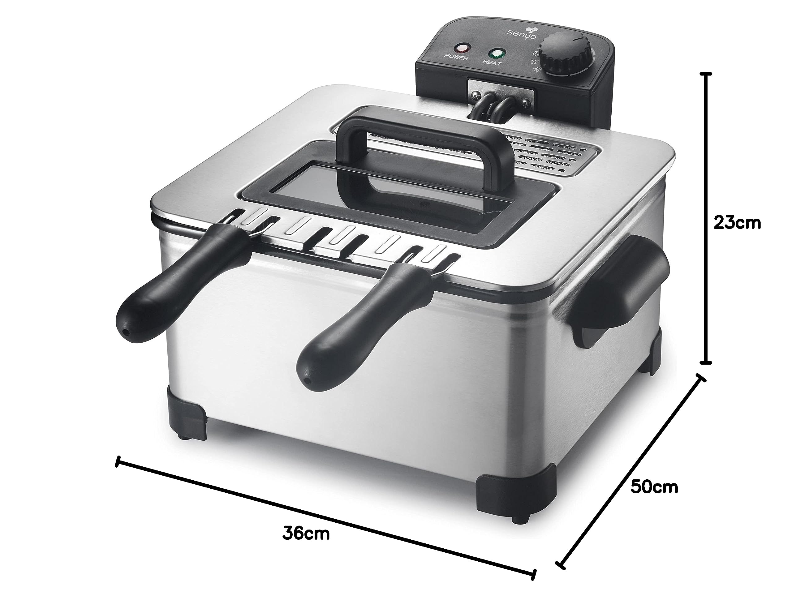 SENYA 5L Stainless Steel Electric Deep Fryer with Removable Basket - 2000W, Large Capacity, 3 Removable Baskets for Family Cooking - Perfect for Fried Chicken, French Fries & Seafood at Home