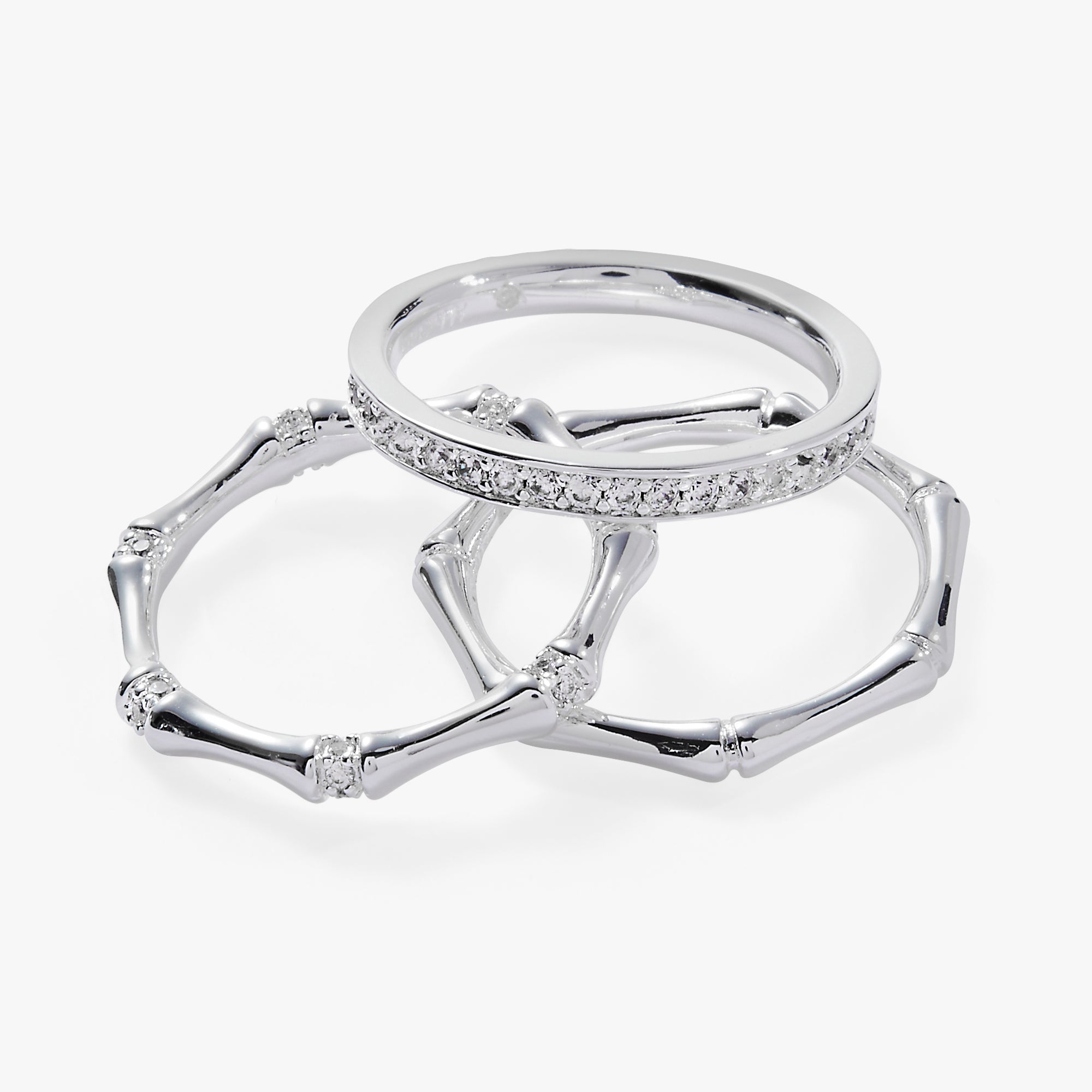 Elegant Bamboo Trio Ring Set for Women - Dainty Stackable Rings - Perfect for Everyday Wear, Gift Giving & Boho Jewelry Lovers