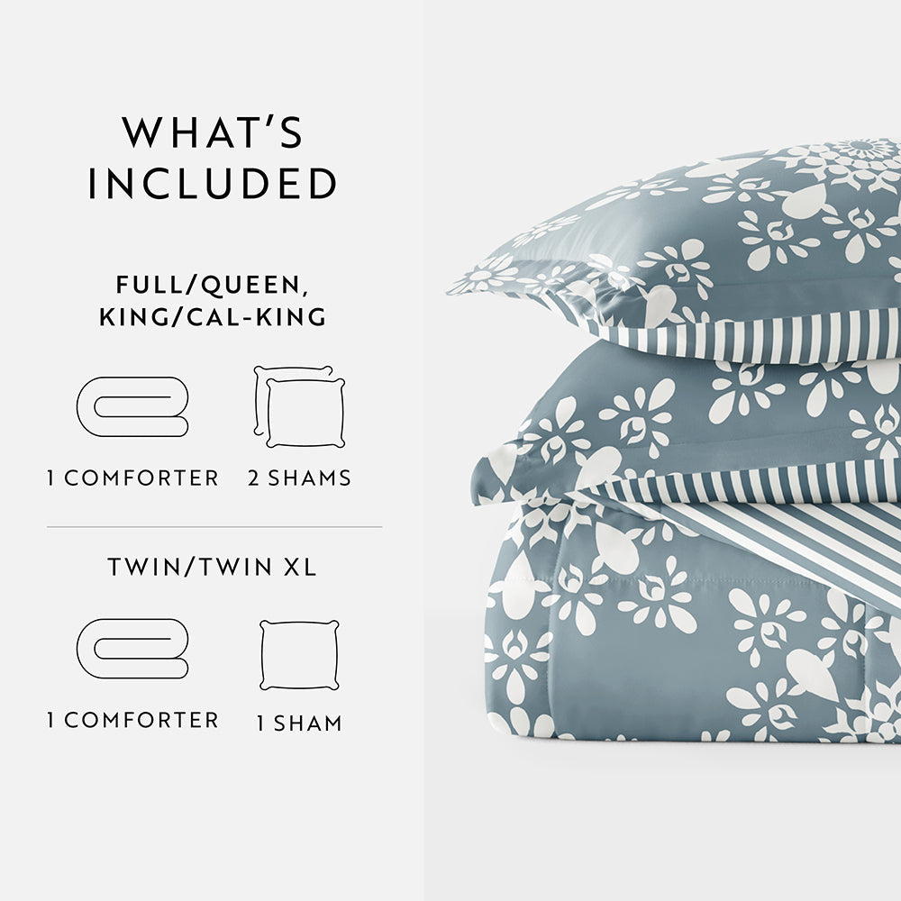 Soft & Cozy Patterned Down Alternative Comforter Set - All-Season Bedding with Pillow Shams - Perfect for Guest Rooms, Dorms & Cozy Bedroom Decor