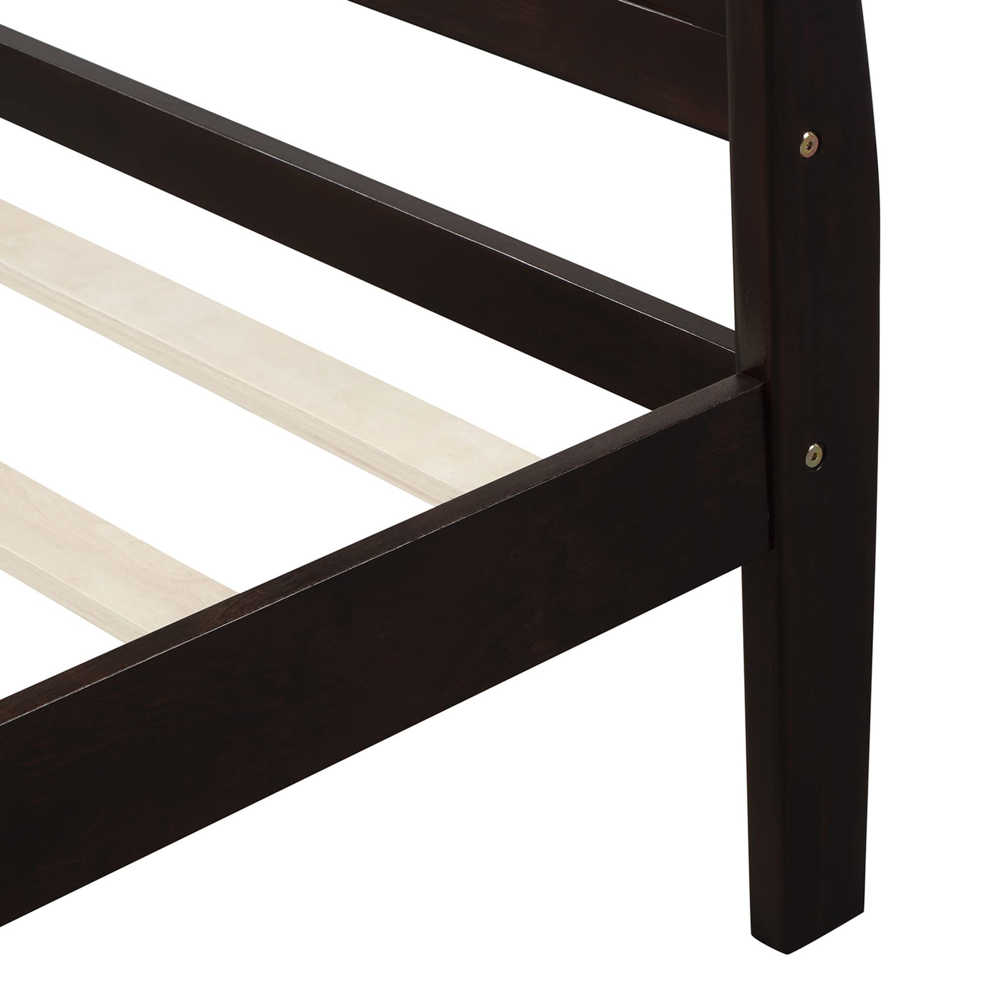Rustic Twin Platform Bed Frame with Headboard & Footboard - Solid Wood Bedroom Furniture in Espresso Finish | Perfect for Guest Rooms, Kids' Rooms & Small Spaces