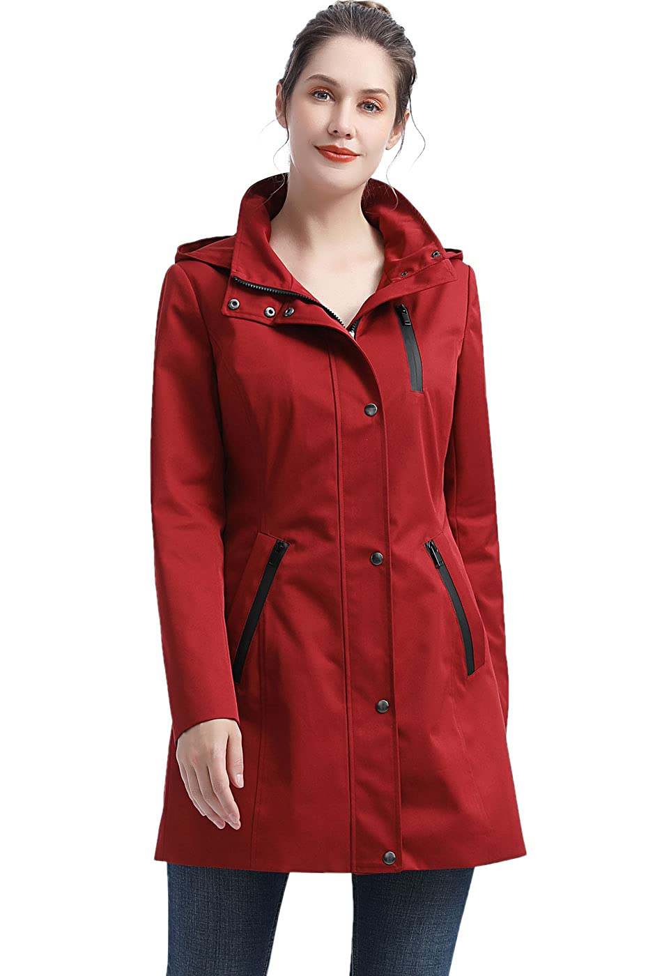 BGSD Women's Easton Waterproof Hooded Anorak Rain Jacket - Lightweight Windbreaker for Outdoor Activities (Regular & Plus Size) | Perfect for Hiking, Camping & Rainy Day Commutes