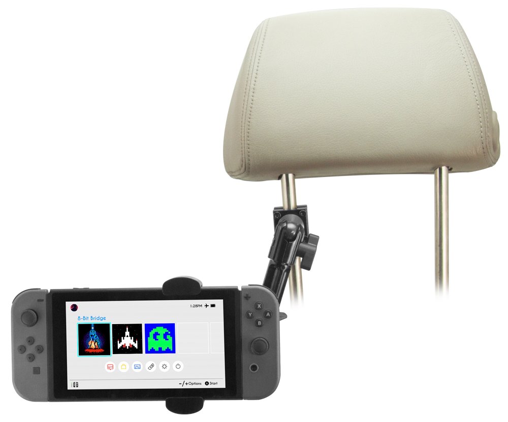 ARKON Heavy-Duty Headrest Mount for Car - Multi-Angle Adjustable Tablet Holder with Strong Clamp | Compatible with iPad, iPhone, Samsung Galaxy (7-12 inch Devices) | Perfect for Road Trips, Kids Entertainment & Backseat Movies