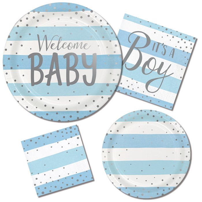12-Piece Bulk Blue and Silver Baby Shower Banners - Perfect for Gender Reveal Parties, Nursery Decor & Newborn Celebrations