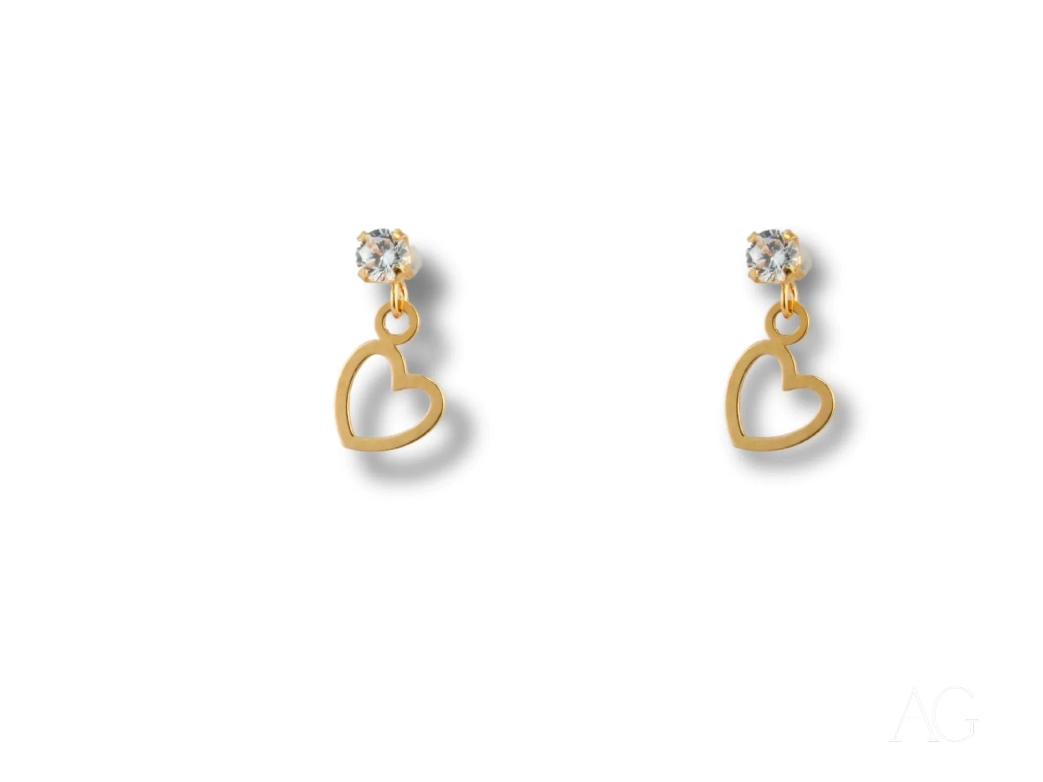 18k Gold CZ Heart Drop Earrings for Women - Elegant Cubic Zirconia Dangle Earrings - Perfect Gift for Valentine's Day, Anniversary & Special Occasions