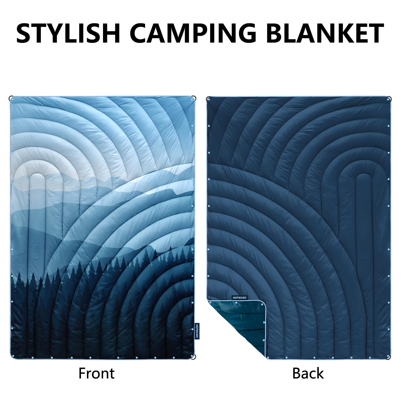 Lightweight Packable Down Alternative Puffy Blanket for Camping, Travel, Hiking & Outdoor Adventures - Perfect for Picnics, Stadium Events & Backpacking Trips