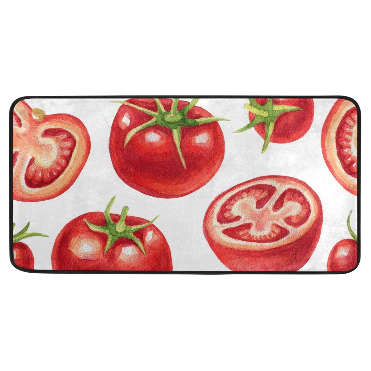 MOYYO Non-Slip Watercolor Tomato Kitchen Mat - Anti-Fatigue Comfort Floor Rug, Oil & Stain Resistant, Easy Clean Indoor/Outdoor Use - Perfect for Kitchens, Bathrooms & Entryways