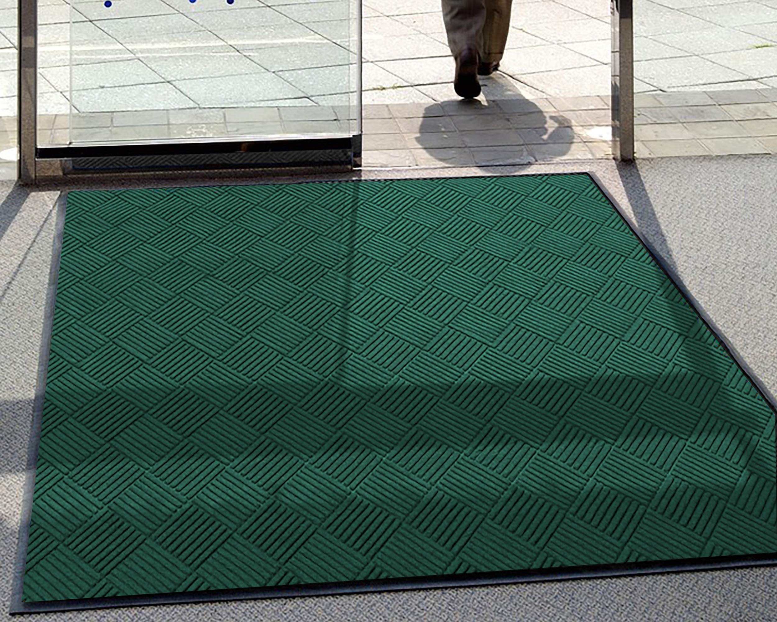 Premium WaterHog Diamond Commercial-Grade Entrance Mat with Heavy-Duty Rubber Border – Indoor/Outdoor Quick-Drying, Stain-Resistant Doormat (Evergreen, 3' x 6') – Perfect for High-Traffic Entries, Offices, Schools & Retail Stores