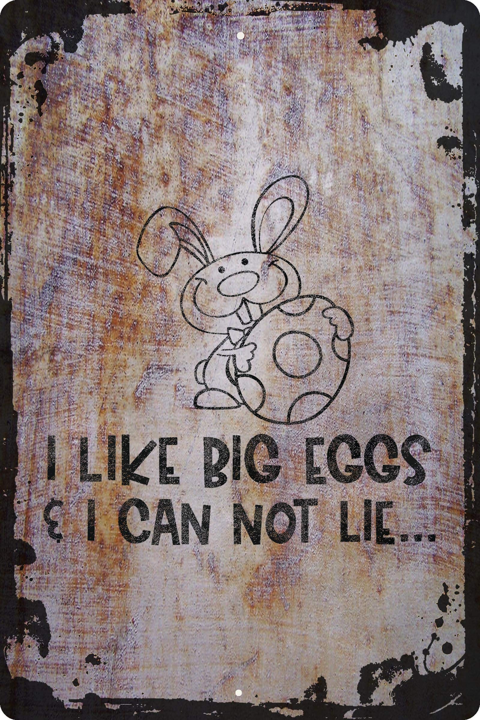 Funny Easter Bunny Egg Silhouette Wall Sign - 'I Like Big Eggs & I Cannot Lie' Quote - Decorative Art for Home, Office & Party - Unique Wall Decor Gift for Easter & Spring Celebrations