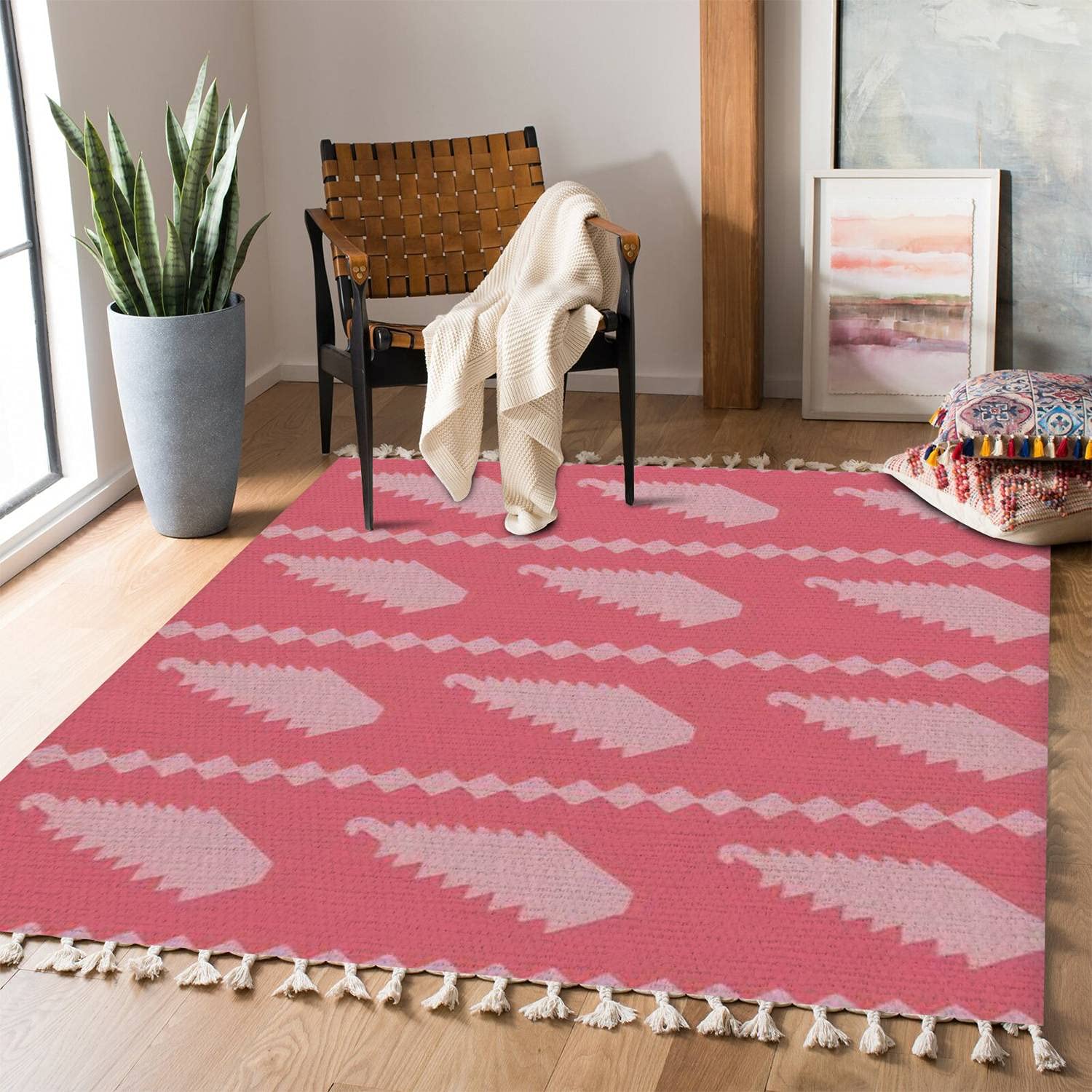 Boho Jamdani Saree Pattern Area Rug - Indian & Bangladeshi Inspired Seamless Carpet for Patio, Hallway Runner, Living Room & Bedroom - Minimalist Home Decor Indoor/Outdoor Use - Perfect for Boho Chic, Ethnic & Contemporary Home Styling