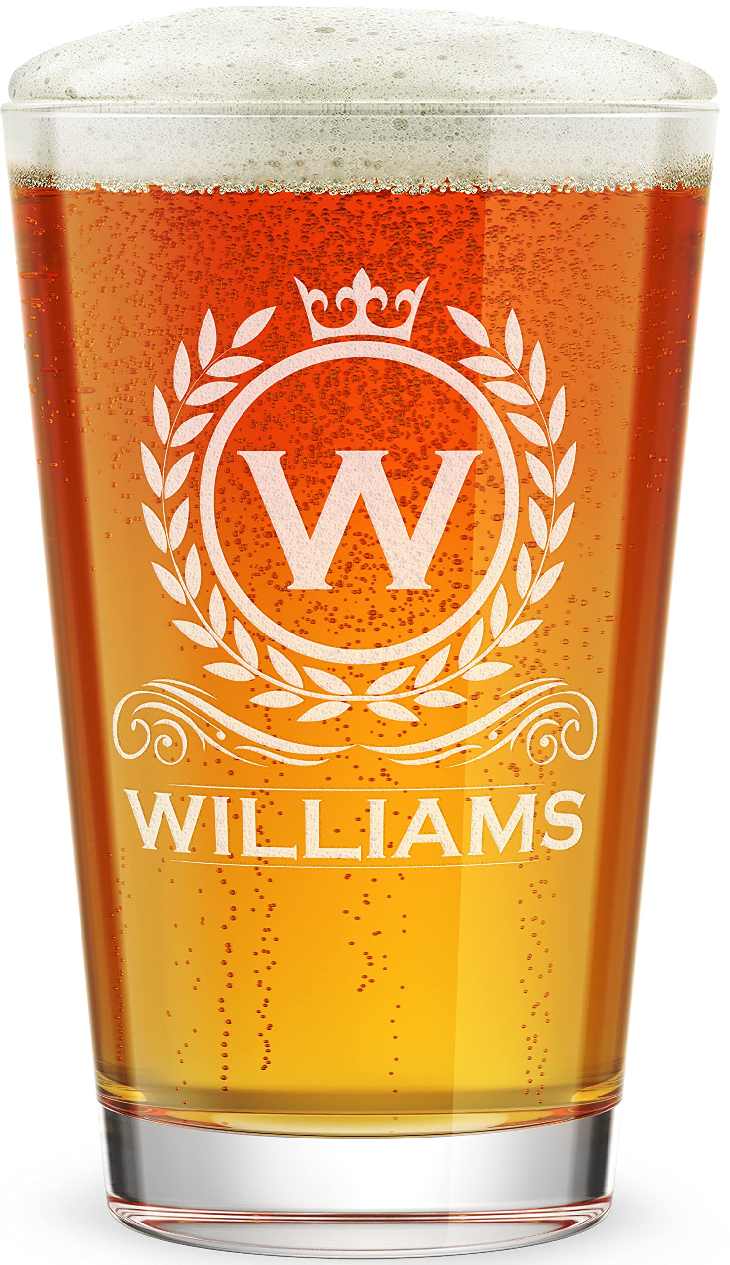 Personalized Engraved 16 oz Monogram Pint Glass - Custom Gift for Men, Dad, Groomsmen & Best Man - Perfect for Weddings, Father's Day & Beer Lovers