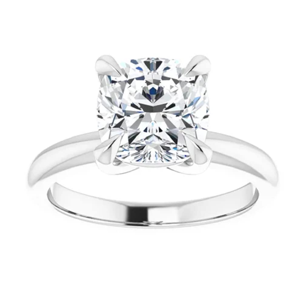 10K Solid White Gold Handmade Engagement Ring - 2.0 CT Cushion Cut Moissanite Diamond Solitaire Wedding Ring for Women, Bridal Proposal Ring - Perfect for Anniversaries, Valentine's Day & Special Occasions