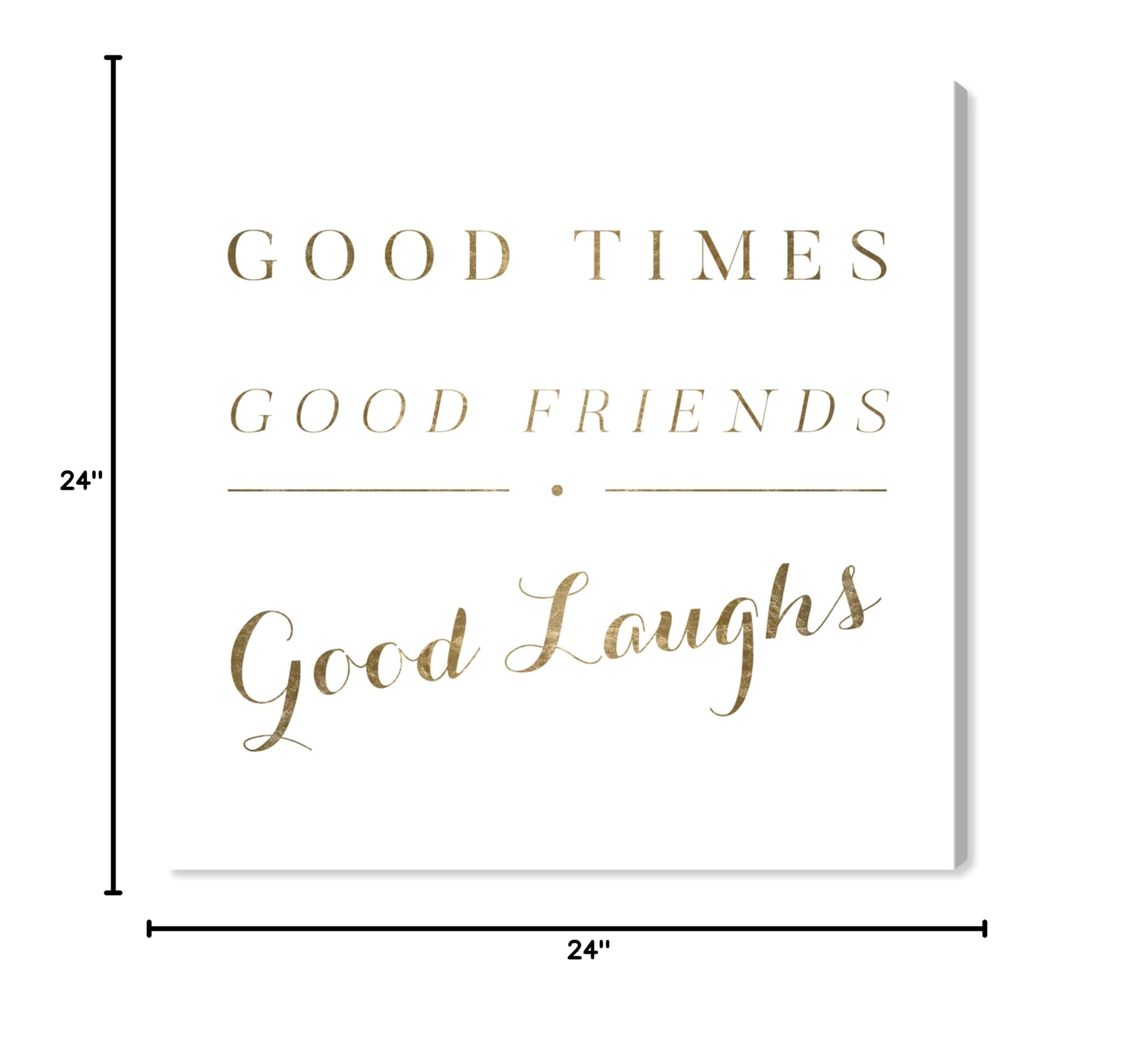 Oliver Gal Artist Co. 'Good Times' Typography Wall Art Canvas Print - 24x24 Inches, Gold & White - Perfect for Living Room, Bedroom, and Office Décor