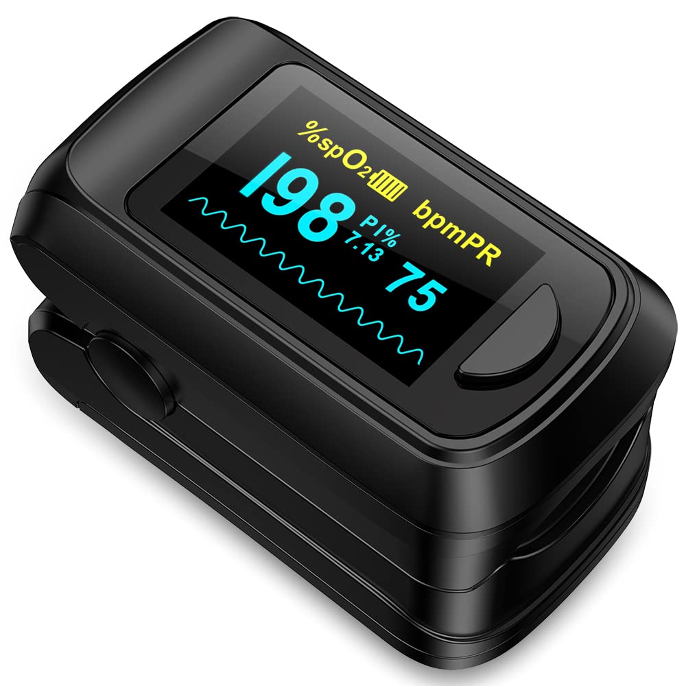 Fingertip Pulse Oximeter - Accurate Blood Oxygen Saturation & Heart Rate Monitor with Fast Spo2 Reading, OLED Display, Includes AAA Batteries - Ideal for Home Use, Sports, and Health Monitoring