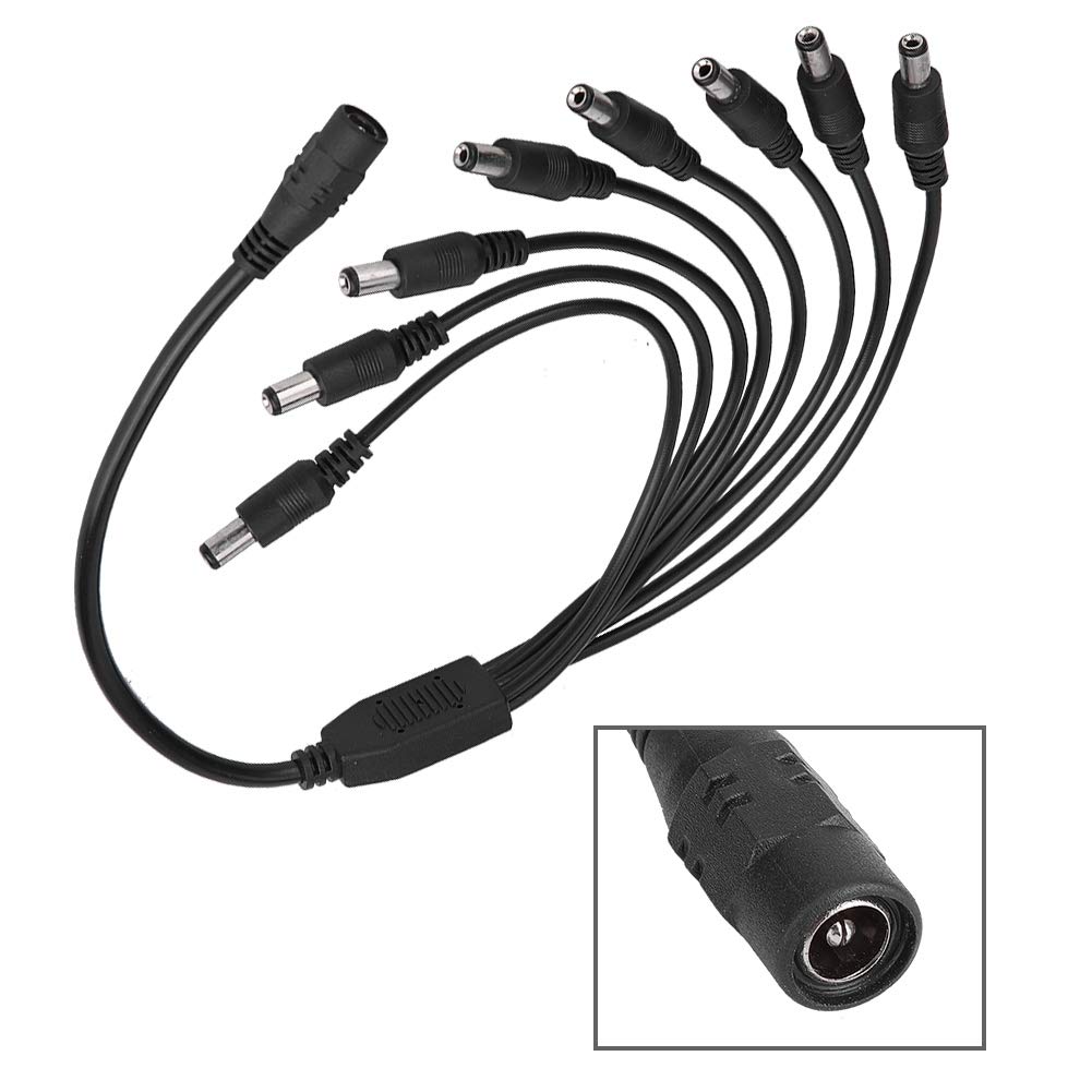 SYH&AQYE 8-Way Power Splitter Cable - 5.5mm x 2.1mm Male to Female DC Power Cord - 1 Female to 8 Male Y Adapter for CCTV Cameras, LED Strip Lights, Security Systems - Perfect for Home/Office Surveillance & DIY Lighting Projects