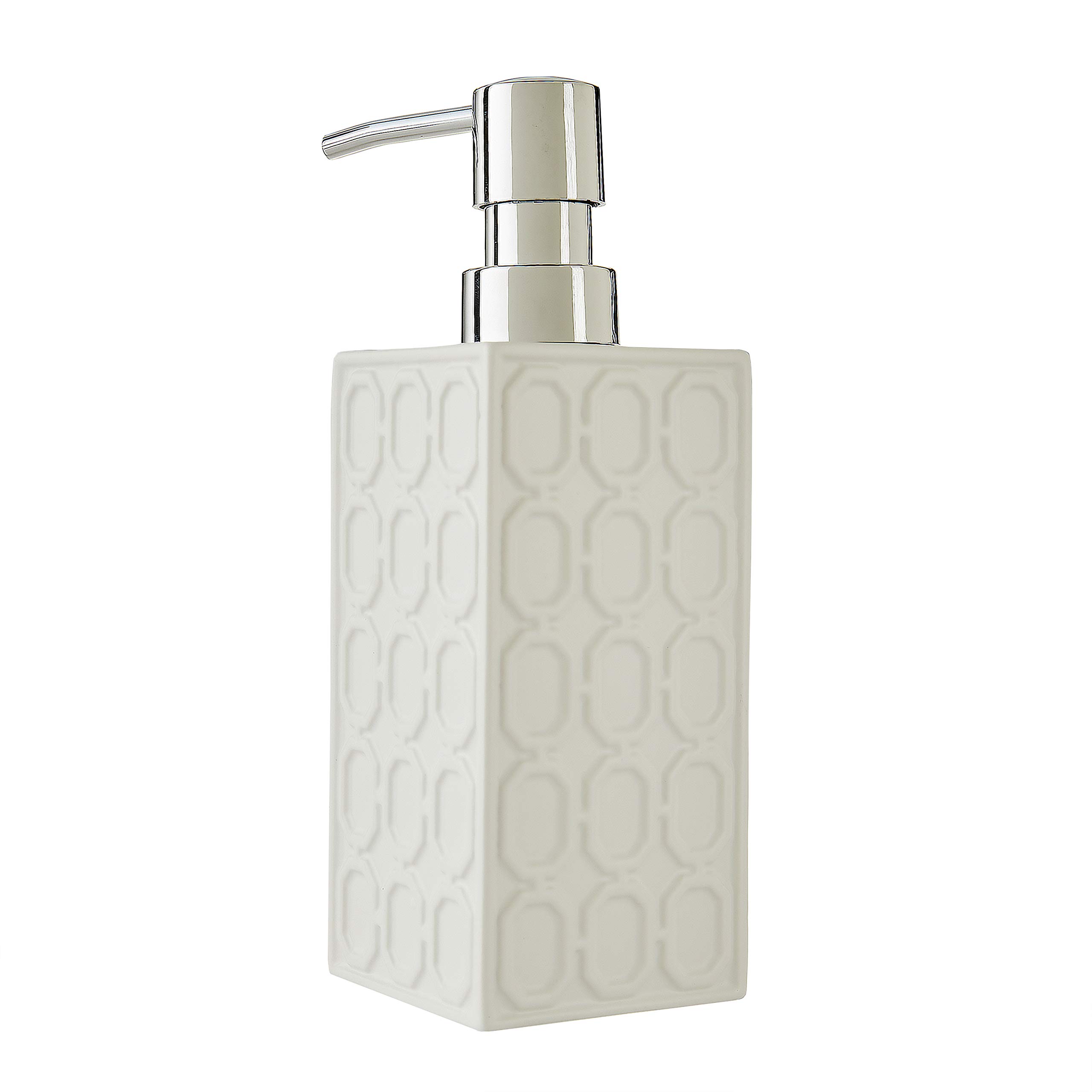Vern Yip by SKL Home Lithgow White Soap Dispenser - Modern Touch-Free Liquid Soap Dispenser for Kitchen, Bathroom, and Office | Elegant Ceramic Design
