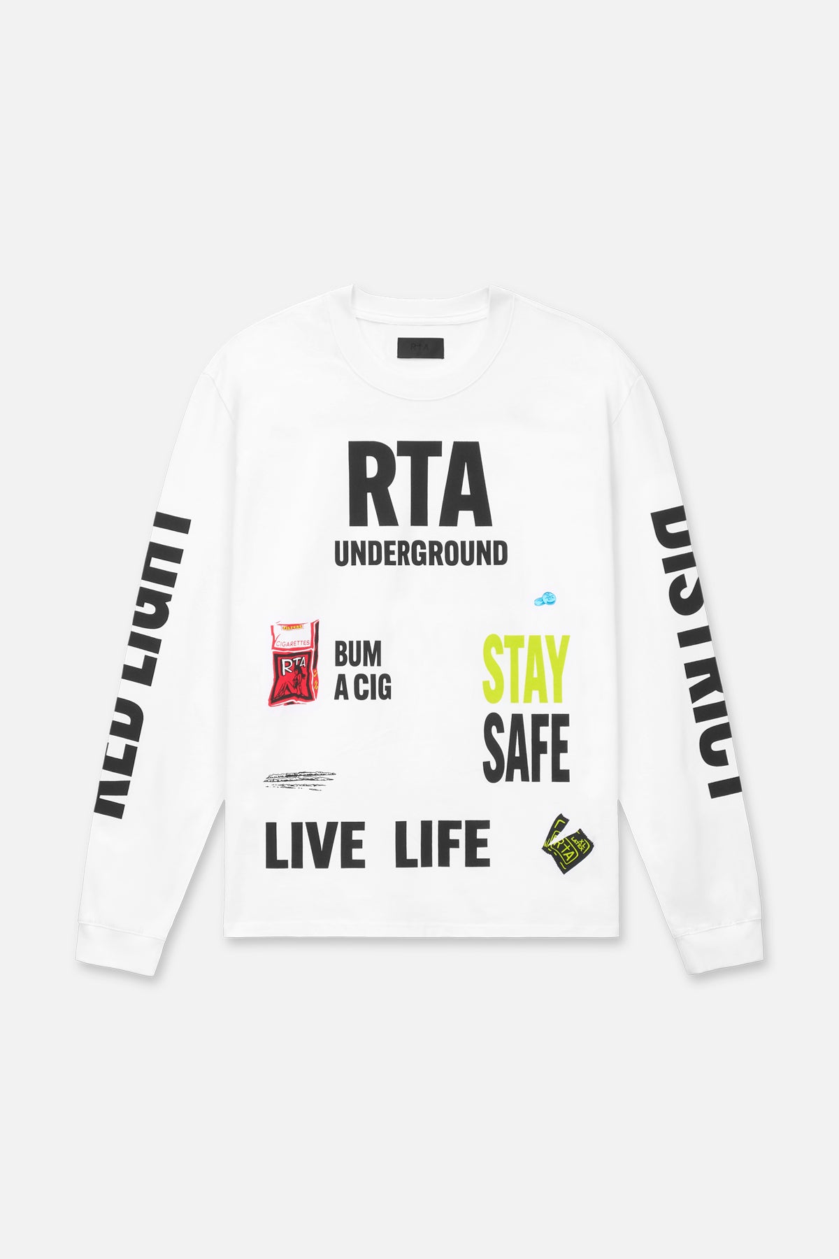 LAWRENCE Long Sleeve T-Shirt | White RTA Underground Streetwear | Casual Wear & Urban Fashion Outfits
