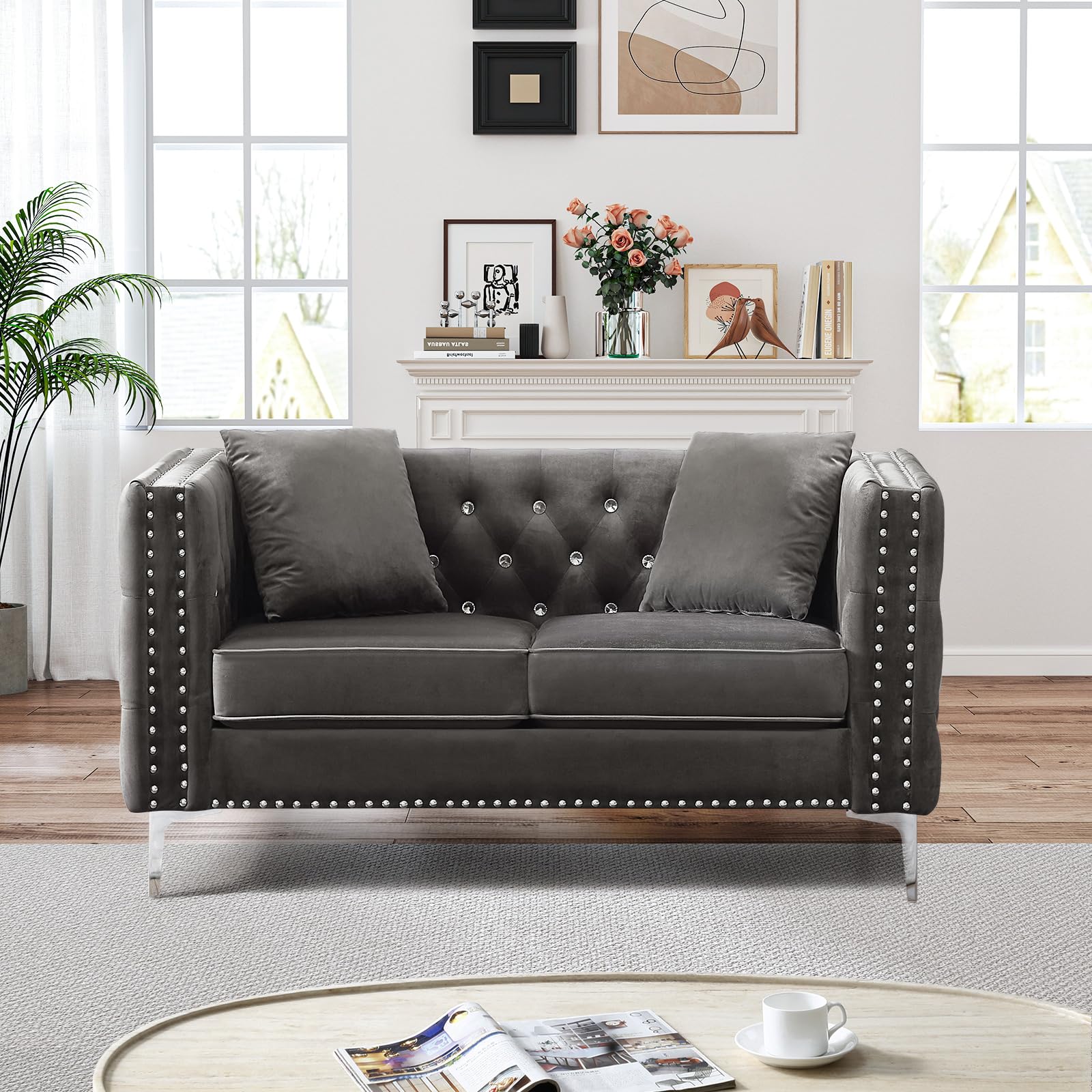 Luxury Velvet Loveseat Sofa 59.4