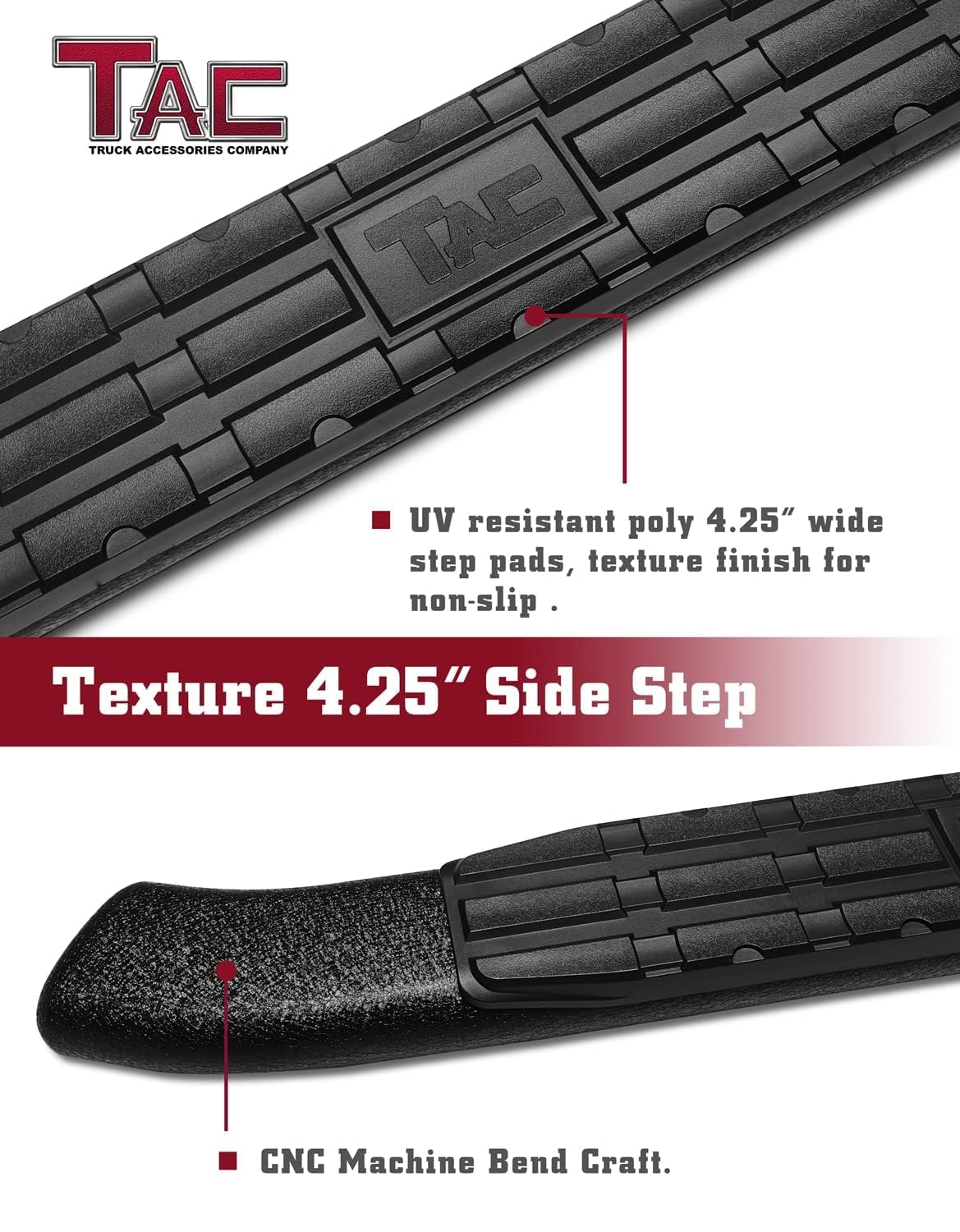 TAC Side Steps for Ford F150 F250 Super Cab - Black Off-Road Nerf Bars (2pcs) | Perfect for Truck Pickup & Off-Roading