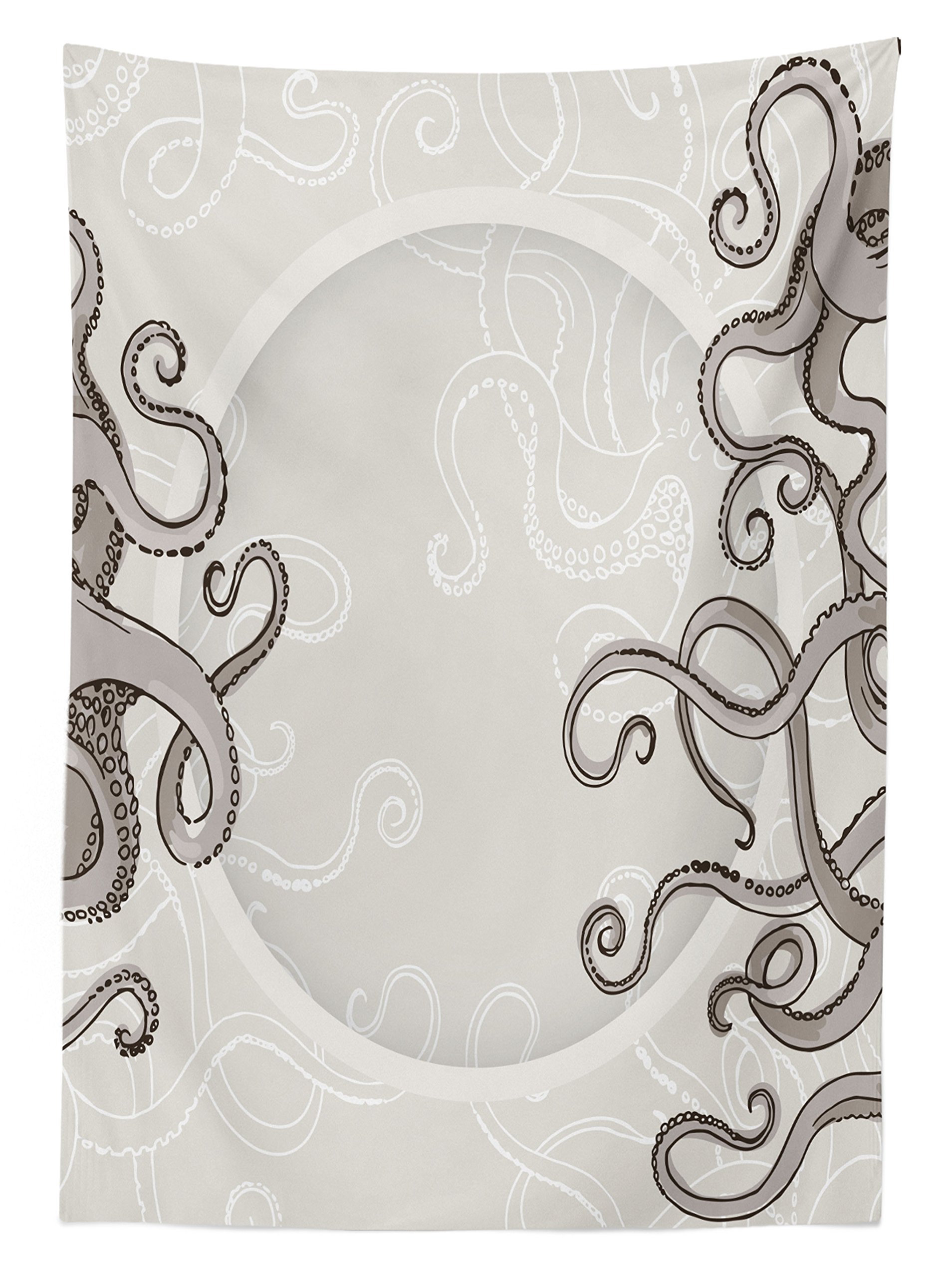 Ambesonne Kraken Themed Outdoor Tablecloth - Fish Octopus Tentacles Circular Surreal Design, Washable Picnic Table Cover 58
