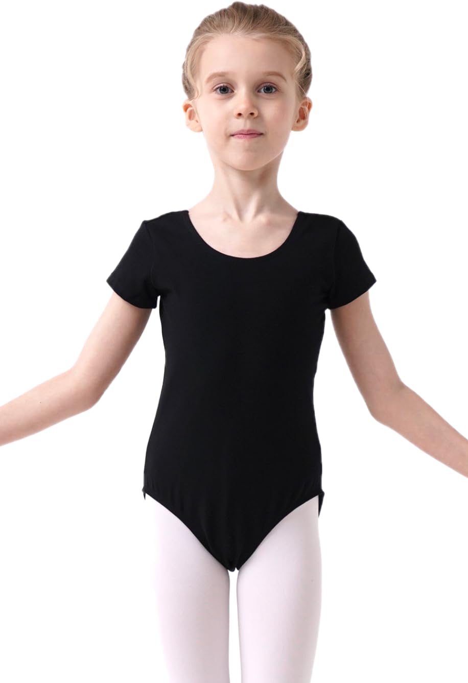 VINGT ANS Girls Short Sleeve Team Basic Leotard - Ballet Dance Gymnastics Leotard for Kids - Perfect for Dance Class, Recitals & Gymnastics Practice