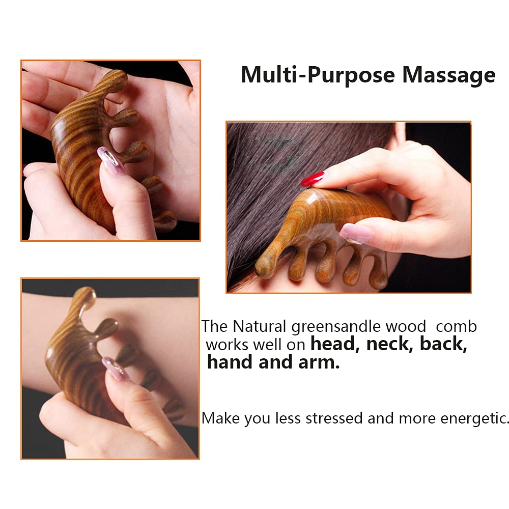 Natural Sandalwood Wide Tooth Comb for Men & Women - Anti-Static Wooden Hair Pick with Scalp Massage - Perfect for Detangling, Styling & Relaxation at Home or Travel