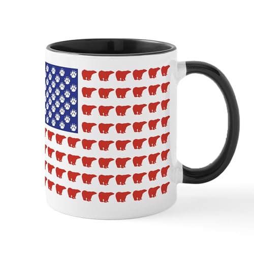 White/Black Inside - Polar Bear Patriotic Flag Print Mug