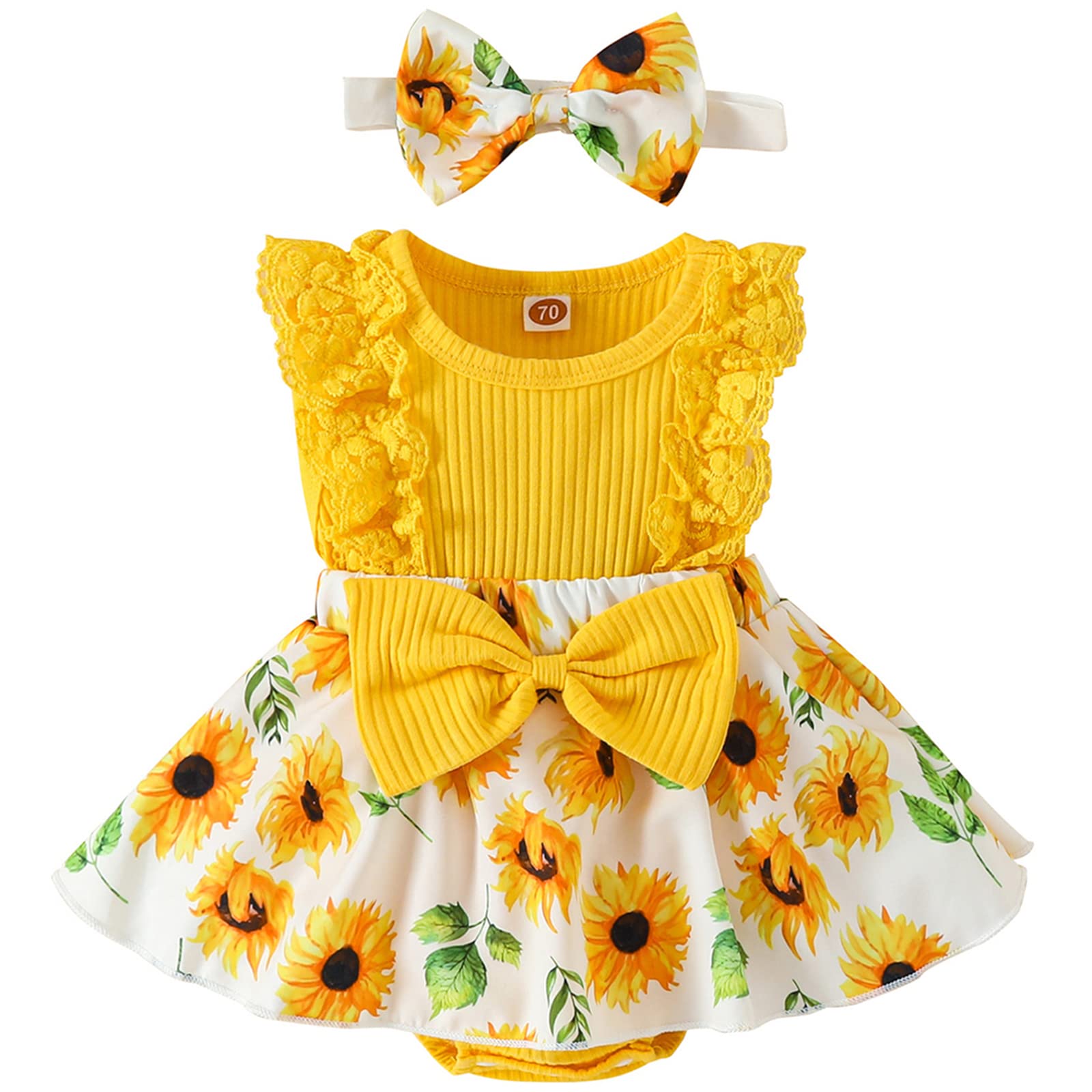 Mubineo Baby Girl Summer Clothes - Sleeveless Lace Floral Romper Dress for Newborns | Cute Outfits for Photoshoots, Parties & Daily Wear