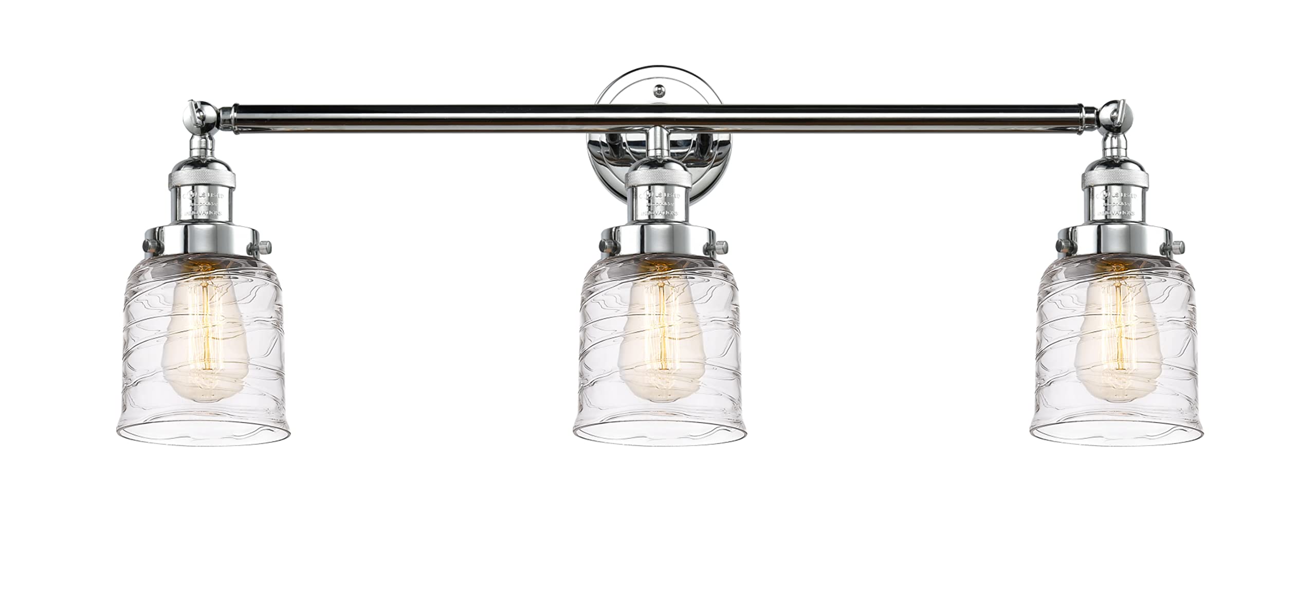 Bell 3-Light Bathroom Vanity Light Fixture in Polished Chrome - Modern Mirror Lighting for Bathroom, Dressing Room & Makeup Area (Model 205-PC-G513)