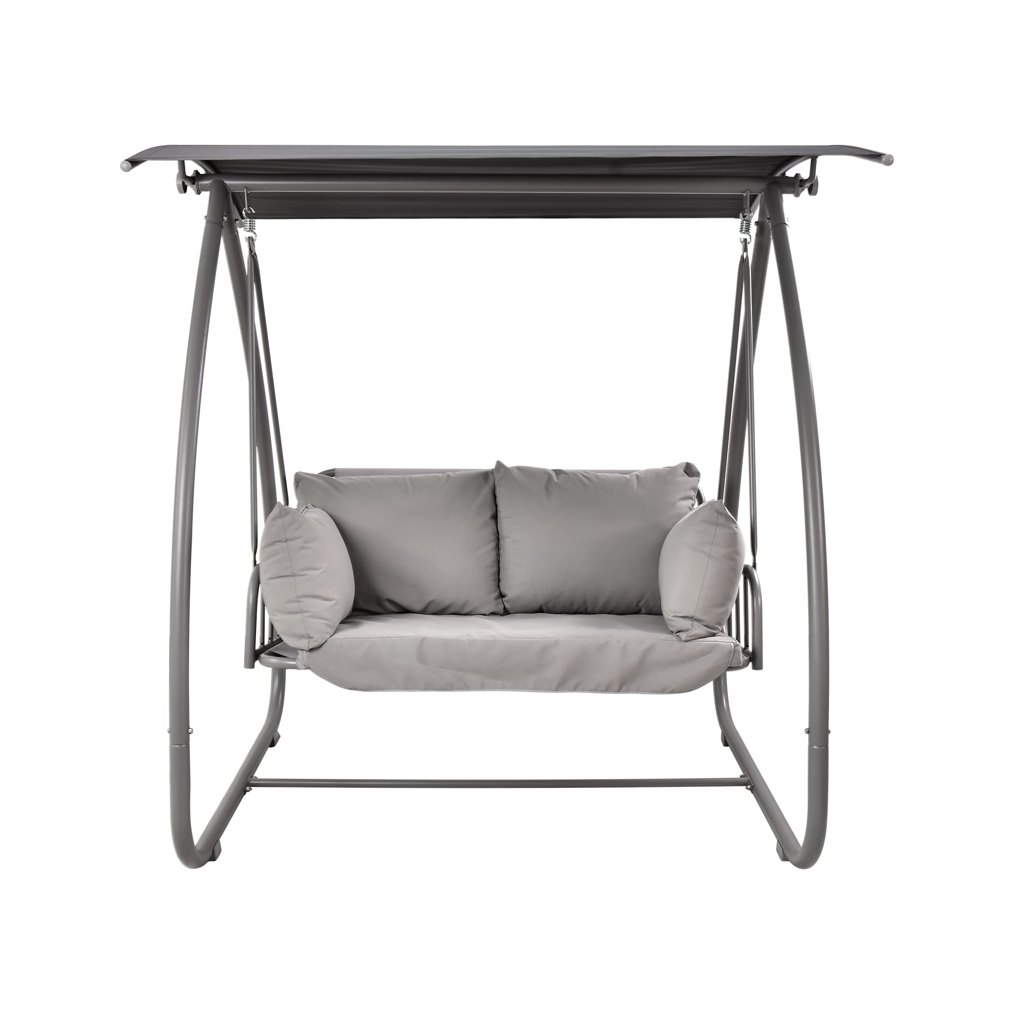 2-Seat Porch Swing Chair with Adjustable Canopy & Cushions - Outdoor Patio Hammock Swing for Garden, Backyard, Deck - Weather-Resistant Steel Frame - Perfect for Relaxing, Lounging & Enjoying Nature