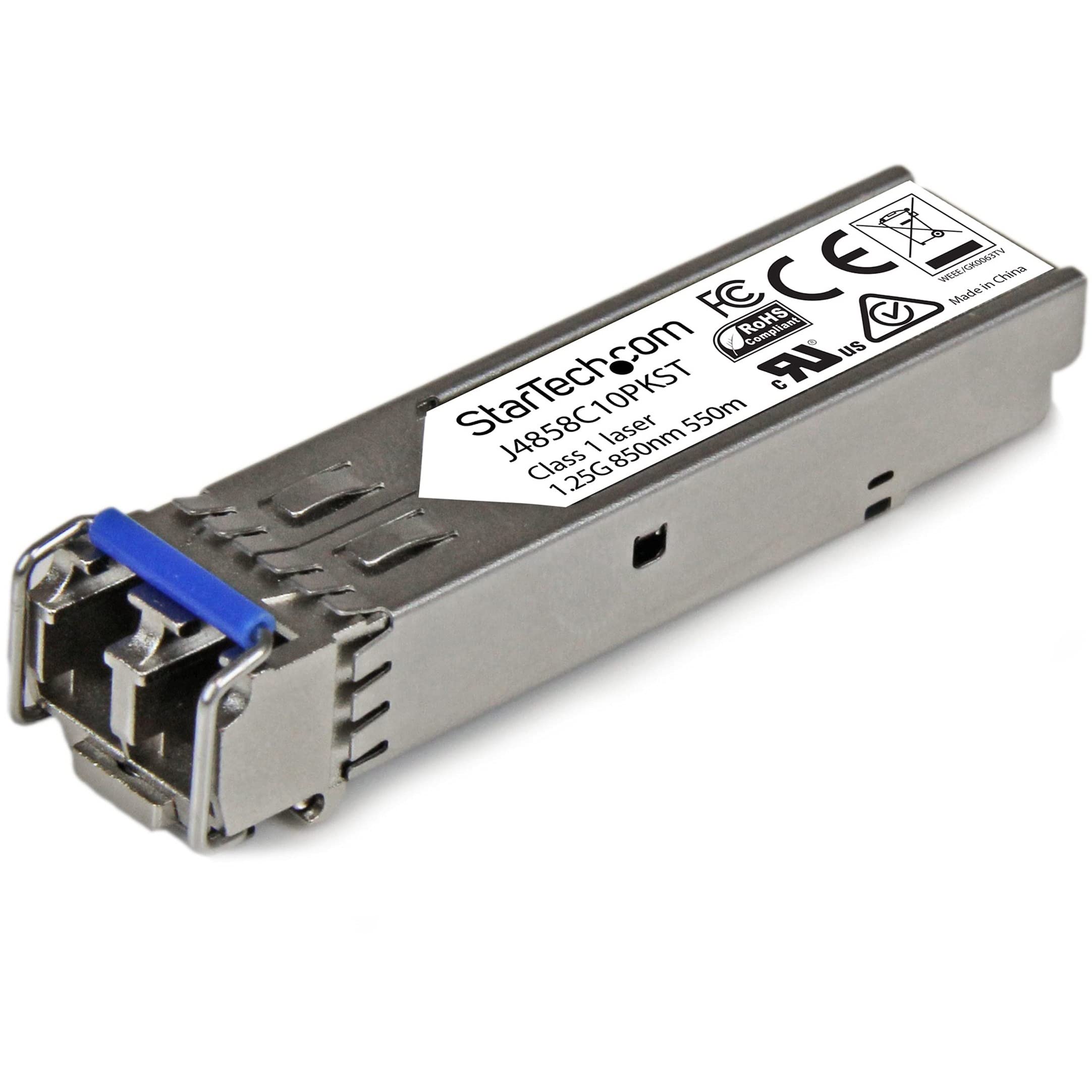 StarTech.com 10-Pack HPE J4859C Compatible SFP Module - 1000BASE-LX Gigabit Ethernet Fiber Optic Transceiver for Single Mode (SMF) & Multi Mode (MMF) - 1GE SFP-LC 10km 1310nm with DDM - Compatible with HPE 1400 & 1700 Series (J4859C10PKST) - Ideal for Data Centers, Enterprise Networks & Telecom Applications