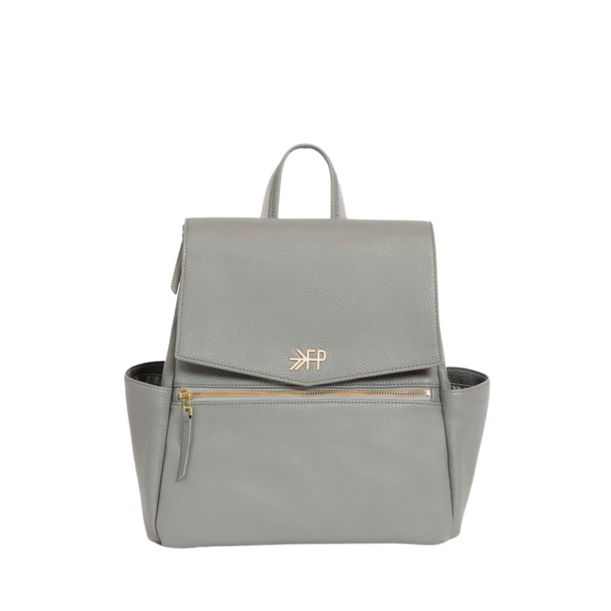 Freshly Picked Mini Classic Diaper Bag Backpack - Waterproof Vegan Leather Baby Changing Bag for Moms, Travel & Everyday Use (Stone Grey) - Perfect for Daycare, Park Outings & Family Trips