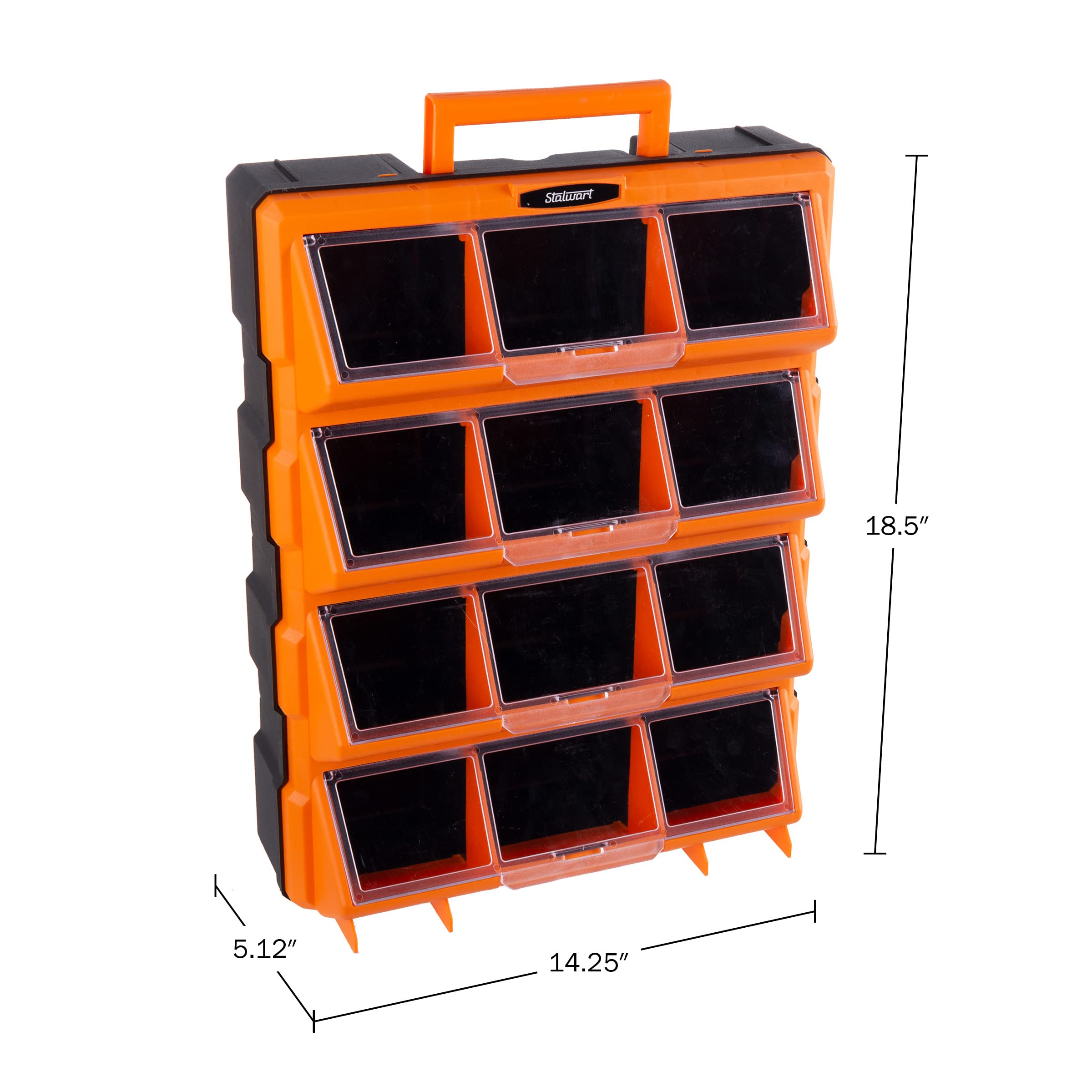 Stalwart 12-Bin Plastic Storage Drawer Organizer - Black Screw Cabinet for Hardware, Craft Supplies & Toys - Perfect for Garage, Workshop & Home Organization - Space Saving Storage Solution for DIY, Crafts & Small Parts