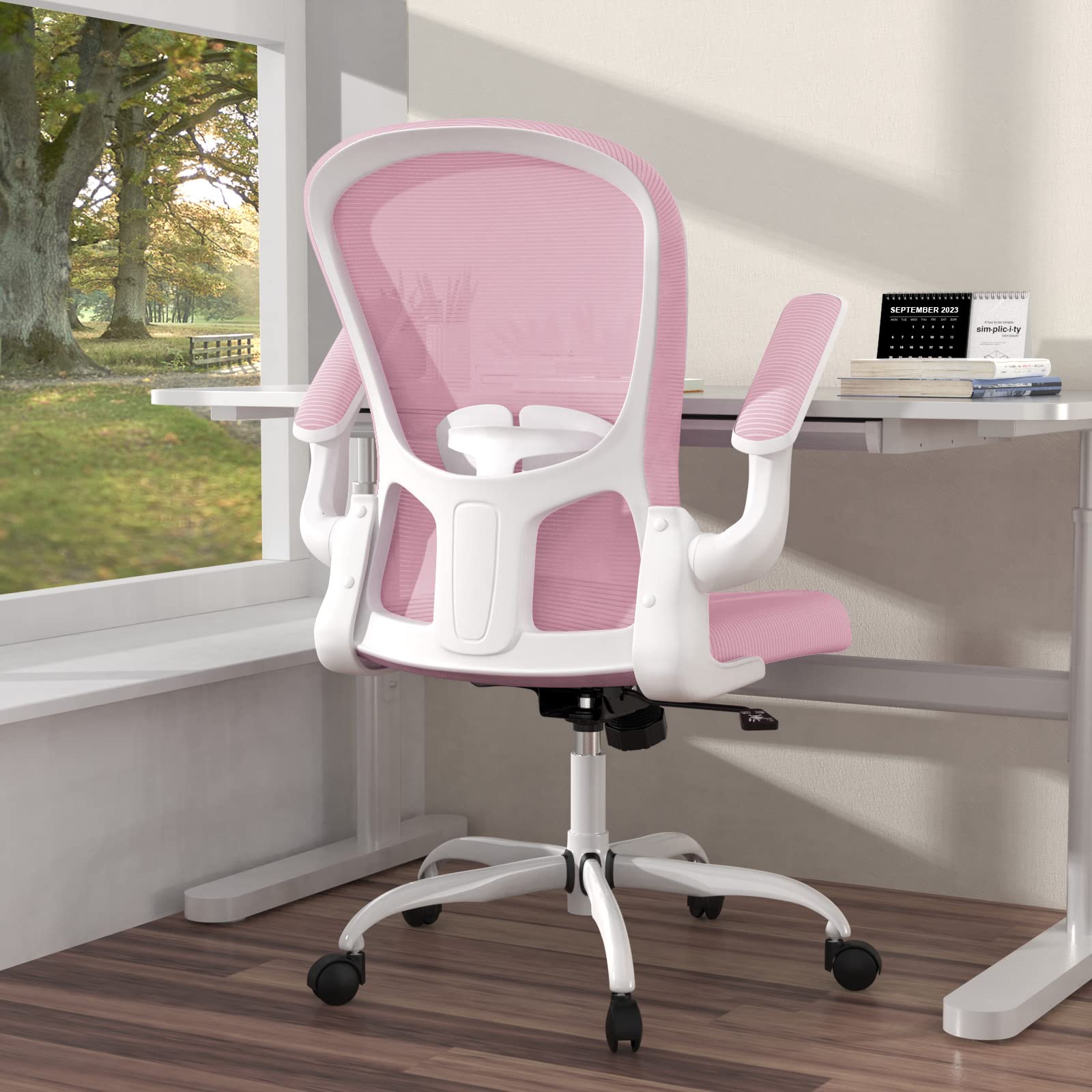 Ergonomic Office Chair with Lumbar Support - Adjustable Height, Breathable Mesh & Flip-Up Arms - Comfortable Swivel Task Chair for Home & Office - Perfect for Long Work Hours, Gaming & Study Sessions