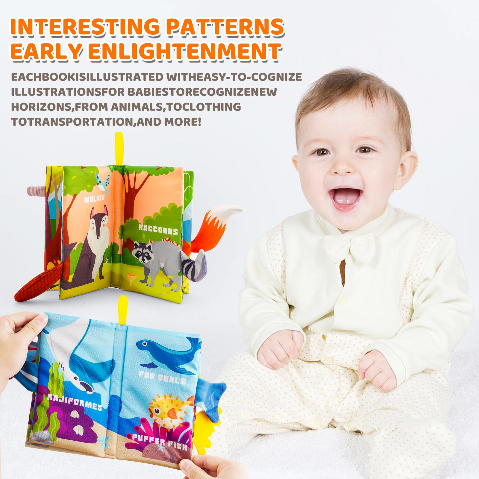 3PCS Soft Baby Bath Books - Crinkly Sensory Toys for 0-18 Months, Perfect for Tummy Time & Stroller Play