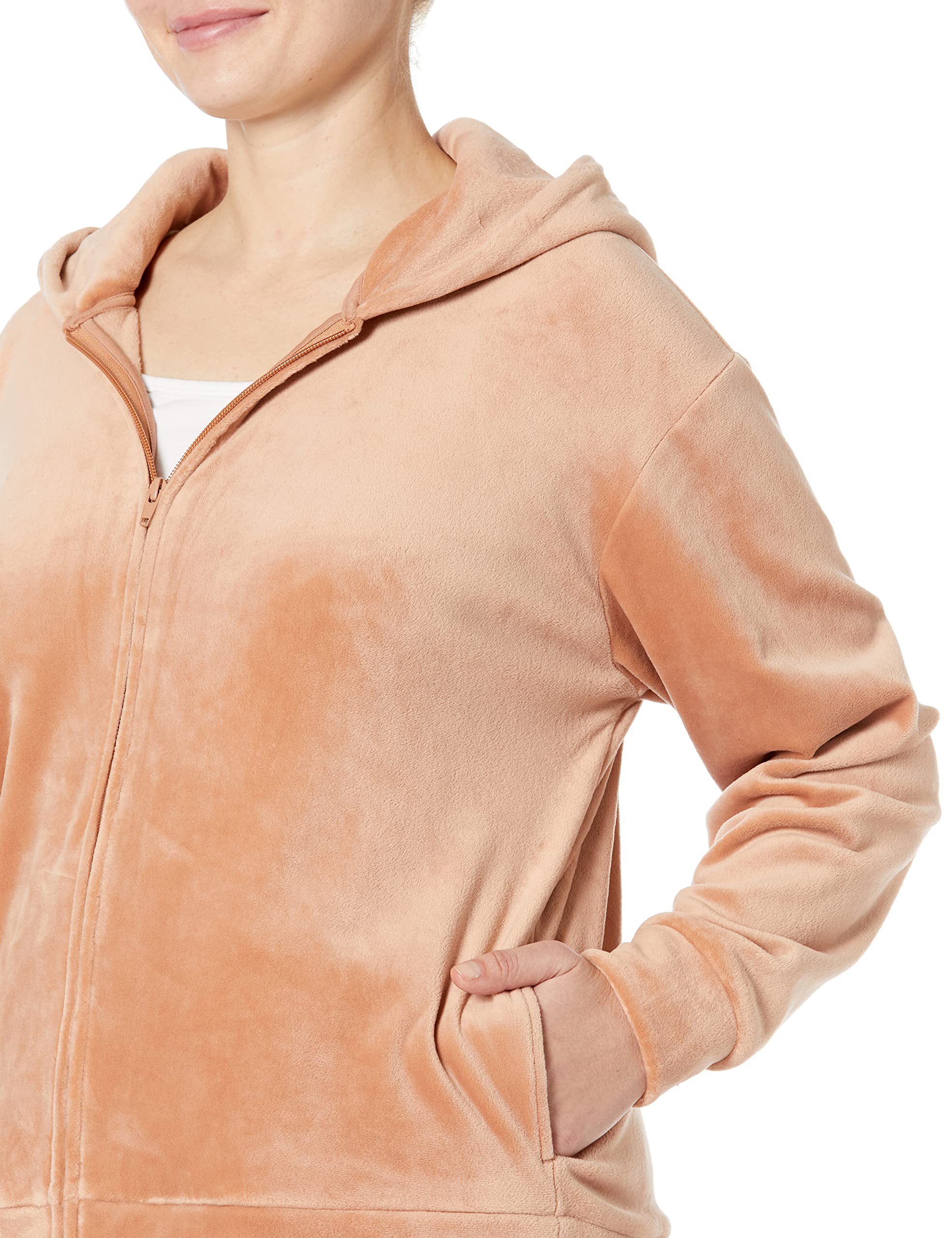 Amazon Essentials Women's Slim Fit Velour Hoodie - Soft Casual Pullover Sweatshirt for Lounge & Outfits | Perfect for Yoga, Running Errands & Coffee Dates