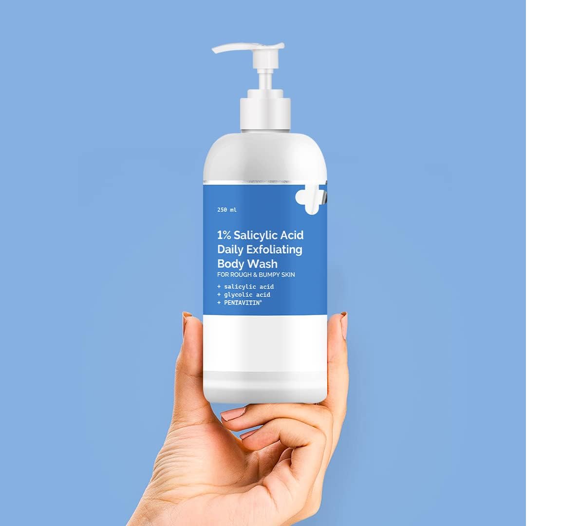 JAY 1% Salicylic Acid Daily Exfoliating Body Wash with Glycolic Acid & PENTAVITIN® - 250ml | Acne-Fighting & Skin Cleansing Formula for Smooth, Clear Skin | Perfect for Daily Shower & Post-Workout Skincare Routine