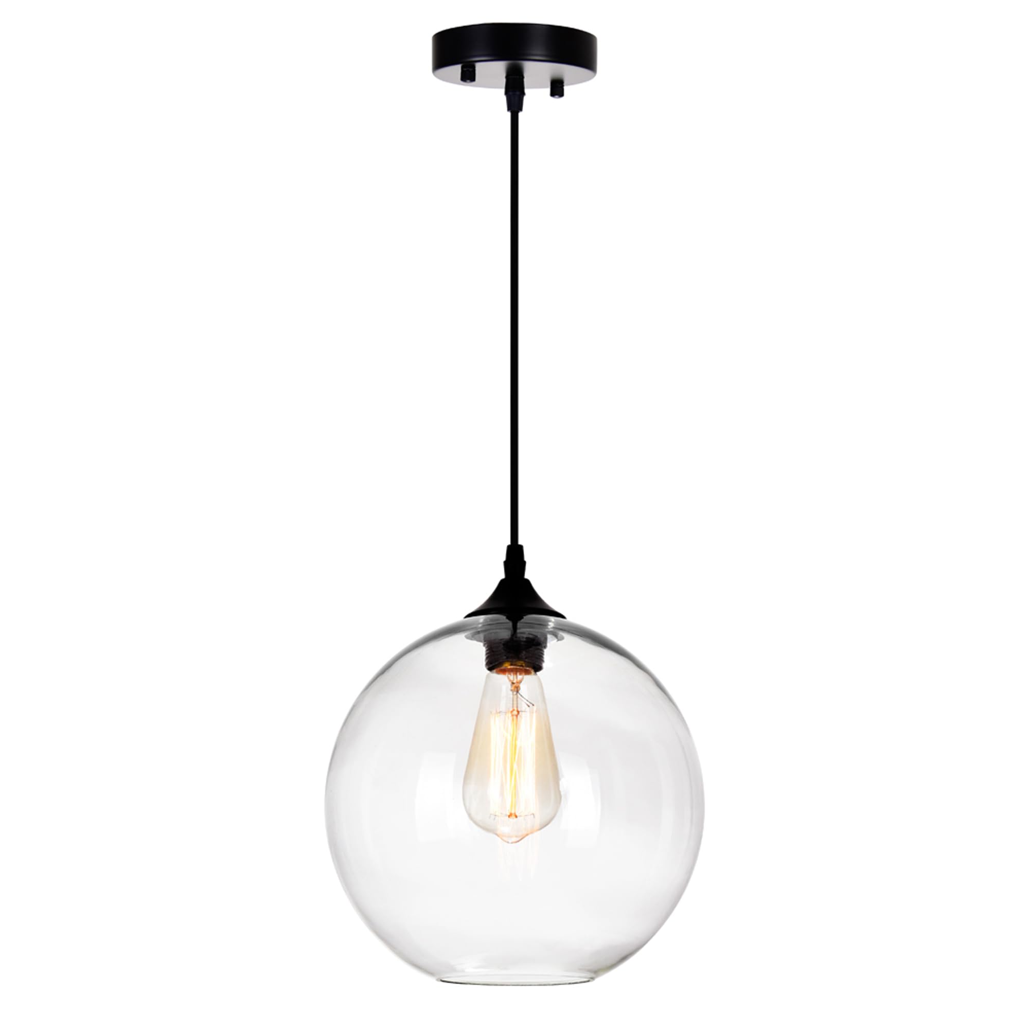 CWI Lighting Glass 1-Light Mini Pendant Light Fixture - Modern Ceiling Hanging Lamp for Kitchen Island, Dining Room & Bedroom Lighting