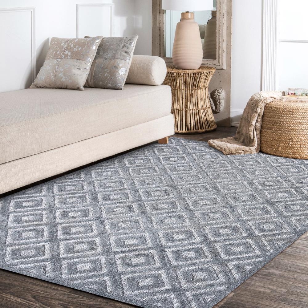 Portmany Neutral Diamond Trellis Area Rug - Soft & Durable Indoor Outdoor Carpet for Living Room, Bedroom, Patio & Deck