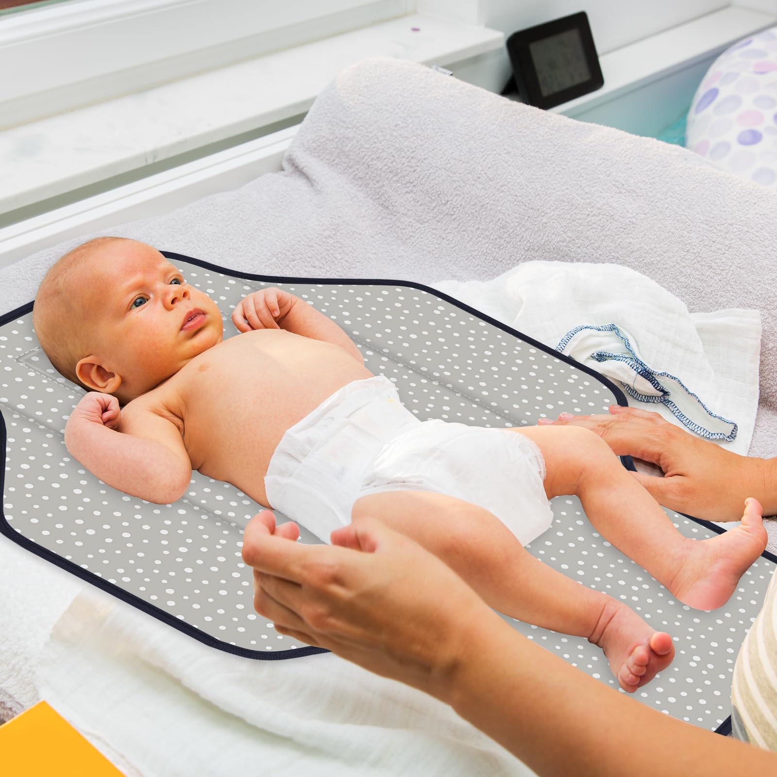 Portable Baby Diaper Changing Pad - Foldable Travel Changing Mat with Built-in Pillow, Waterproof Compact Diaper Station for Newborns & Infants | Perfect for Nursery, On-the-Go & Baby Showers (Black Astral)
