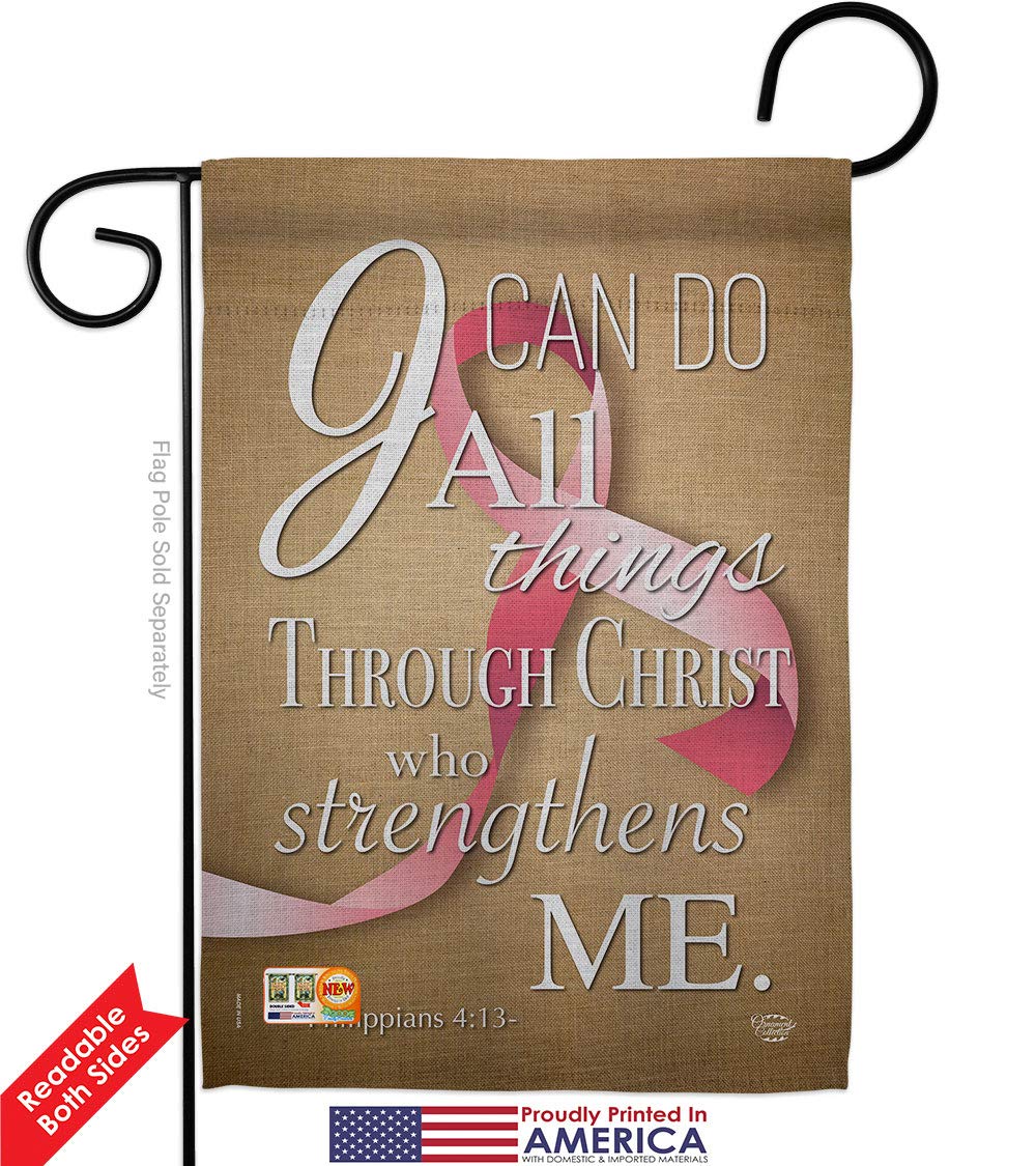 Inspirational Pink Ribbon Garden Flag Set - Double-Sided 13x18.5 Inch, Christian Wall Hanger for Breast Cancer Awareness, Autism Support & BLM - Perfect Gift for Survivors, Yard & Home Decor