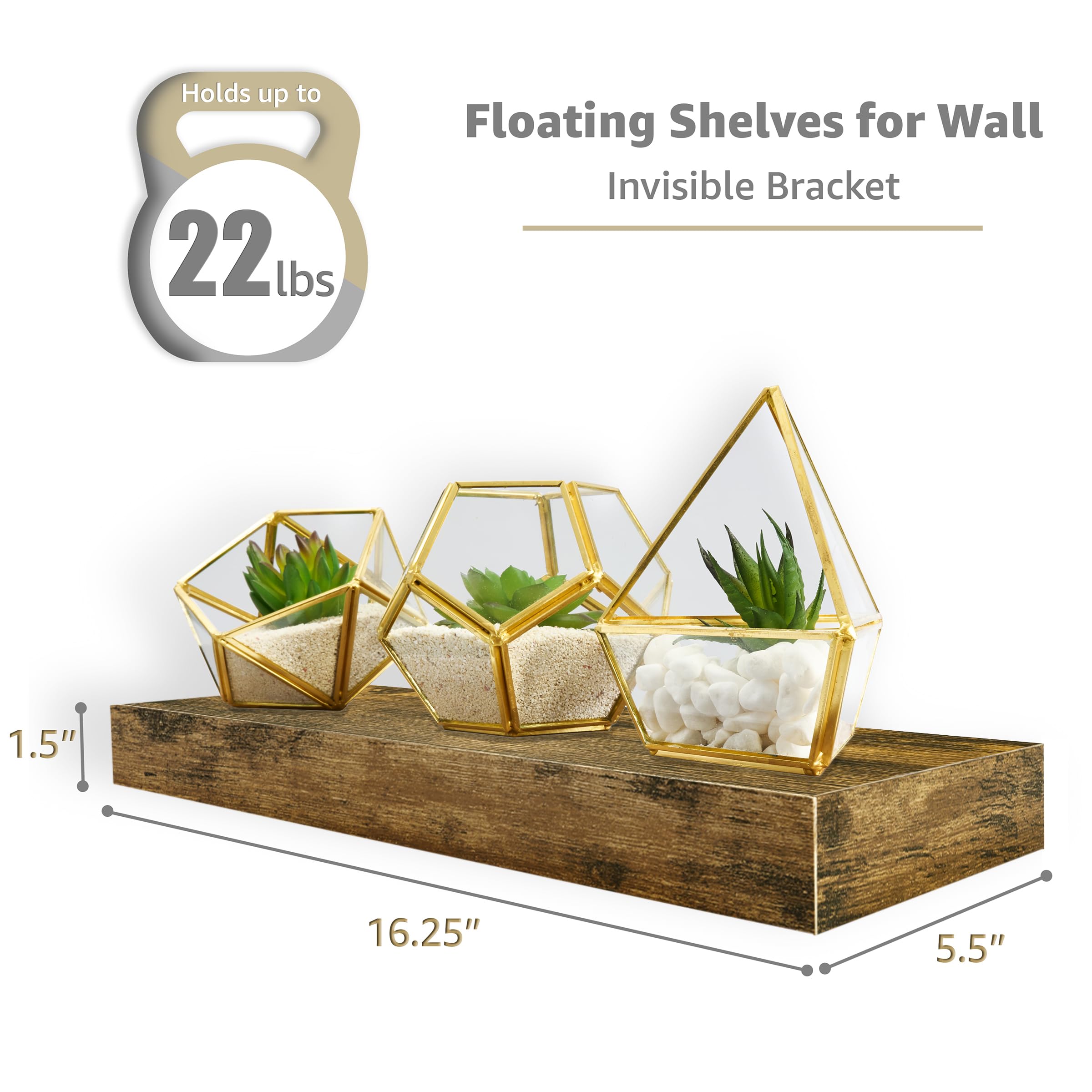 Sorbus Floating Shelves for Wall - 4 Pack Wall Mounted Shelves for Bathroom, Kitchen, Bedroom & Living Room - Over Toilet Storage, Hanging Bookshelf - Perfect for Home Decor & Space Saving Organization