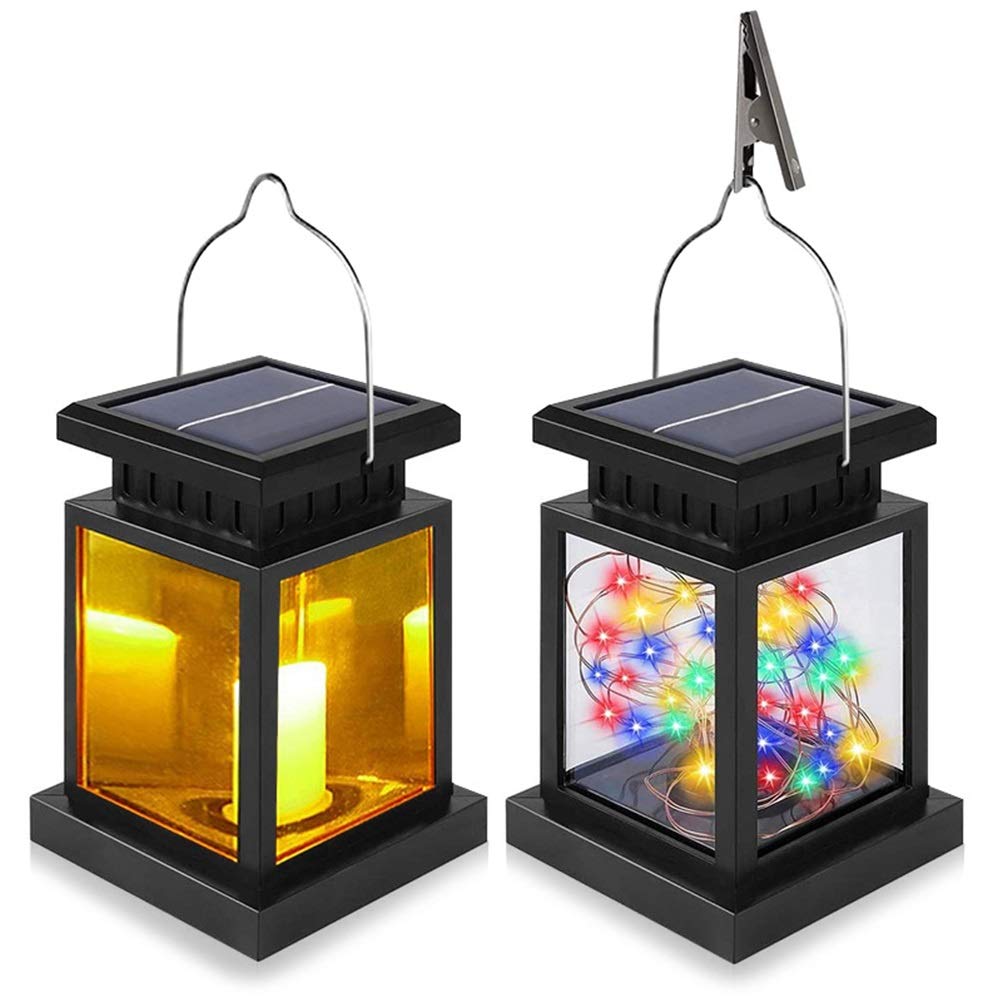 Baijiexun Solar Lantern - Waterproof Outdoor Hanging Solar Lights with RGB/Warm White LED for Garden, Patio, Pathway & Yard Decoration | Solar Powered Security Night Lights for Camping, Backyard & Porch (1pc Candle Light)