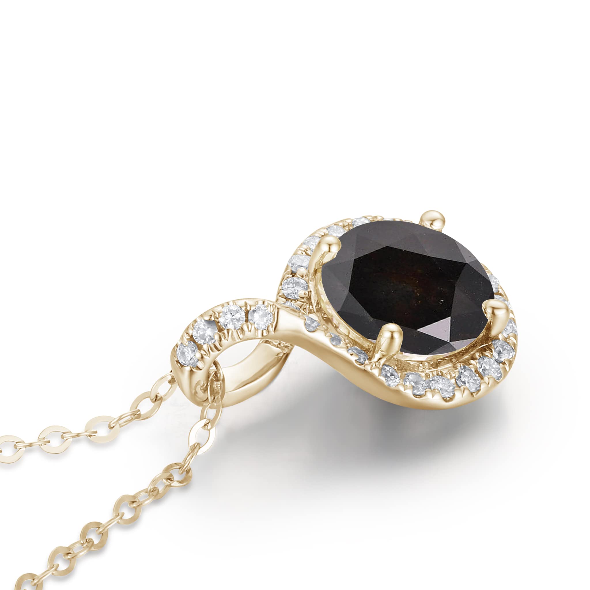 Black Diamond Necklace Pendant Gold - Dainty Drop Layering Necklace with Chain - Simple Small April Birthstone Necklace - Black Tourmaline Option - Perfect for Everyday Wear, Gift Giving & Special Occasions