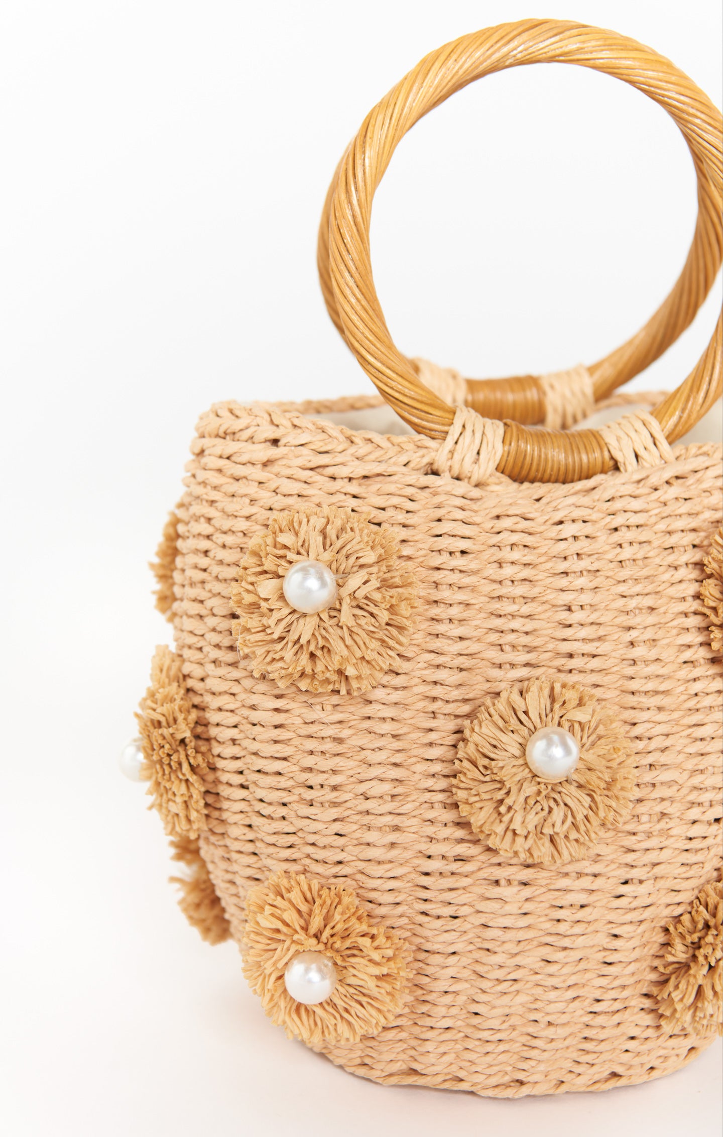 Eco-Friendly Elia Straw Tote Bag - Natural & White Handwoven Beach Bag for Women | Perfect for Summer, Travel, and Shopping