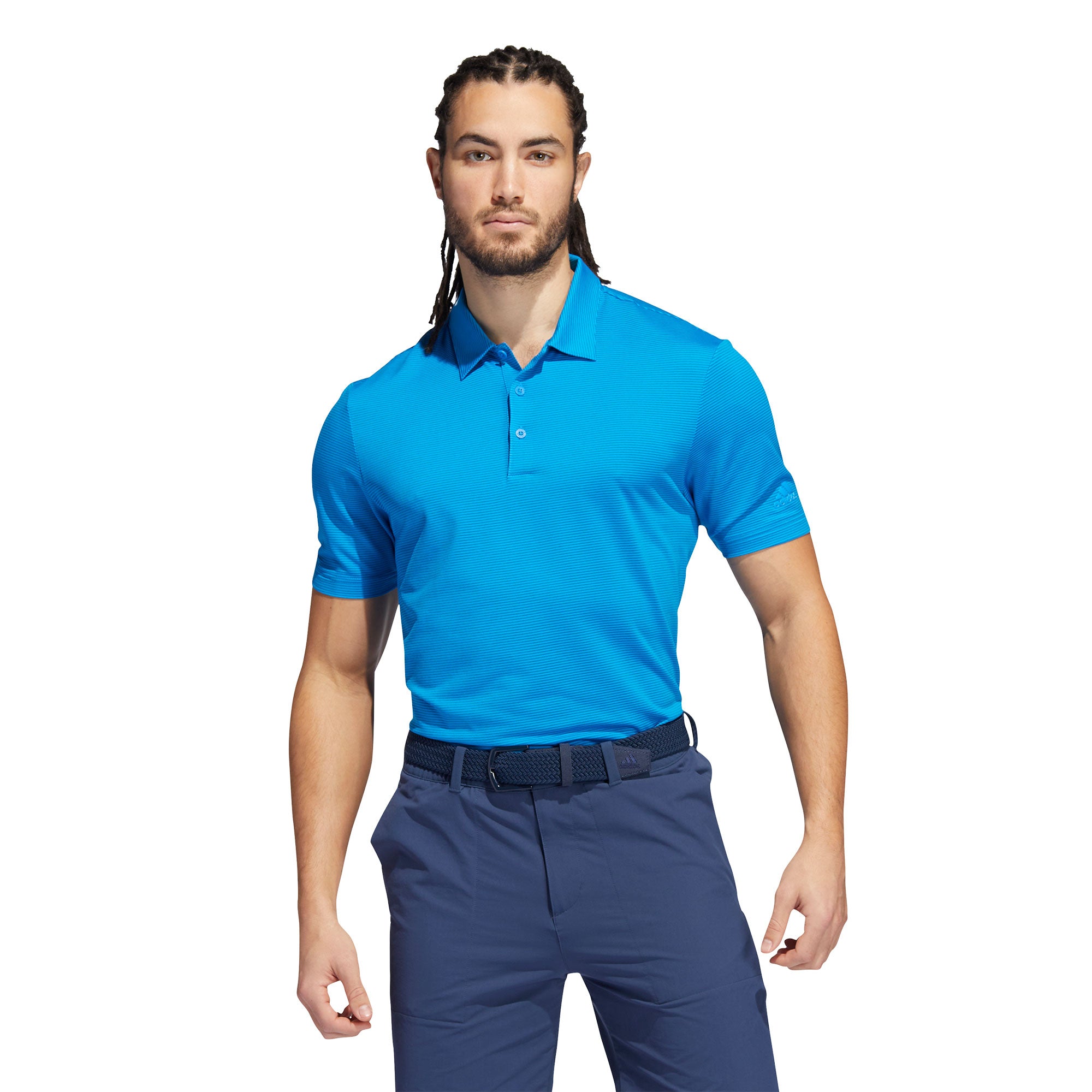 Adidas Men's Ottoman Stripe Golf Polo Shirt - Moisture-Wicking & Breathable for Comfort on the Golf Course & Casual Wear