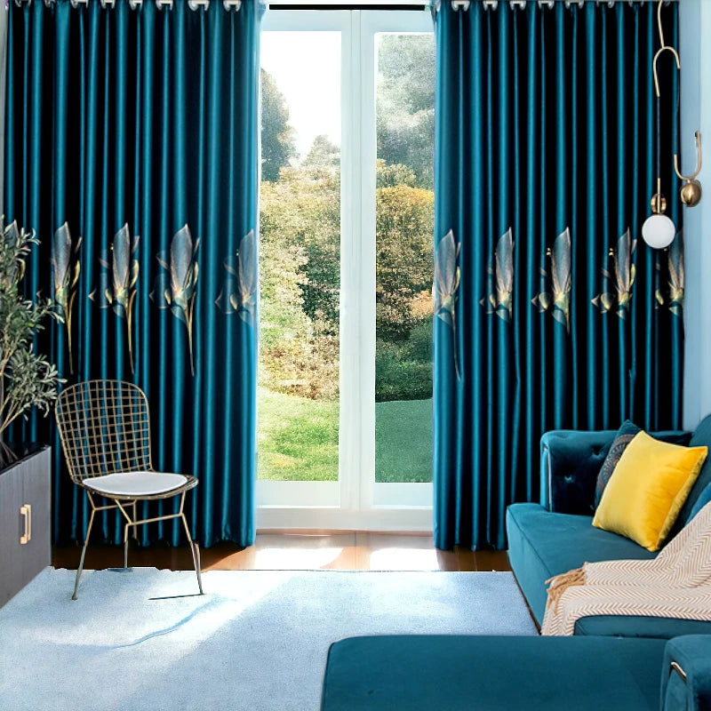 Dark Blue Soundproof & Thermal Blackout Curtains - Custom Size for Bedroom, Living Room & Home Theater Noise Reduction