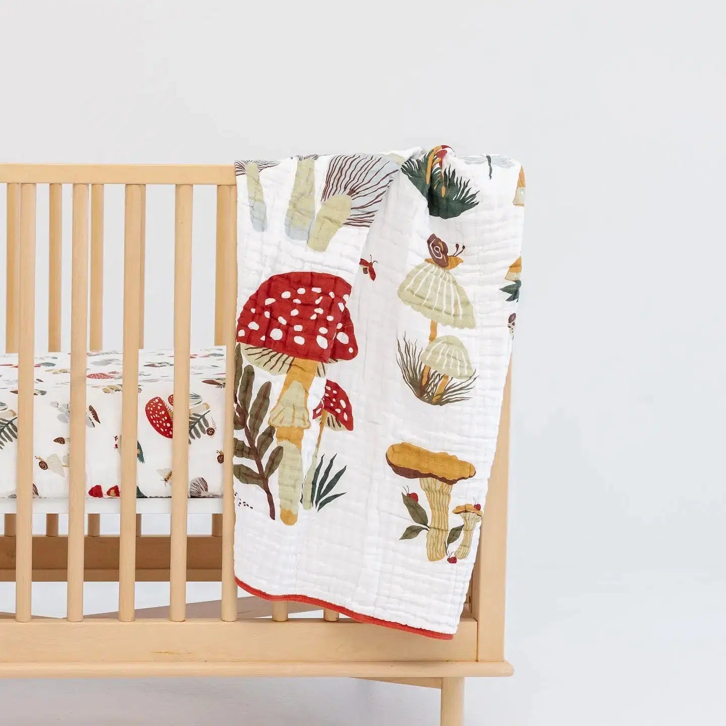 Clementine Kids 100% Cotton Muslin Crib Sheet with Mushroom Print - Soft Breathable Nursery Bedding for Baby Cribs, Toddler Beds & Bassinets